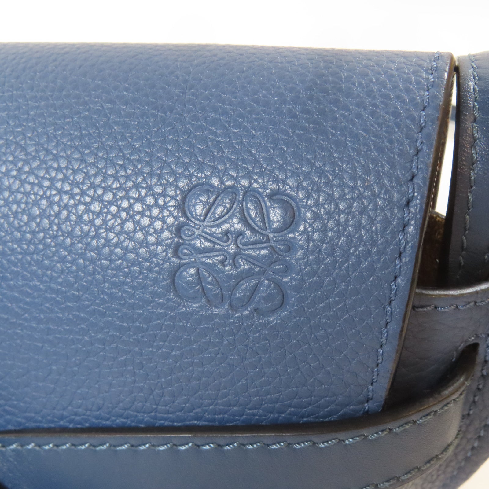 LOEWE 【激減優惠】牛皮皮革Mini Gate金扣肩背袋藍色