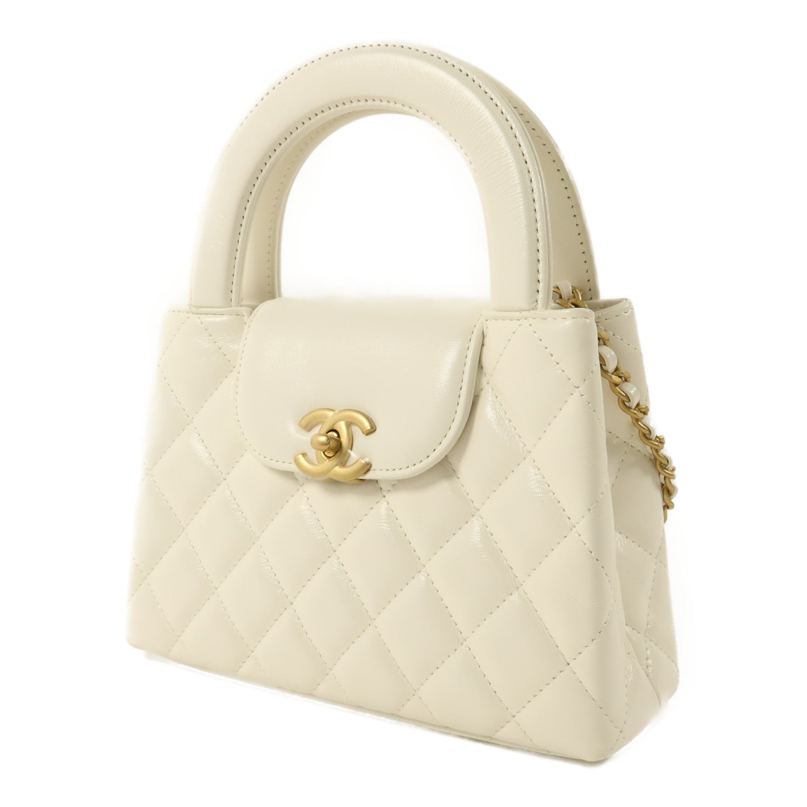CHANEL 牛皮皮革Kelly Bag金扣鏈帶手挽肩背兩用袋