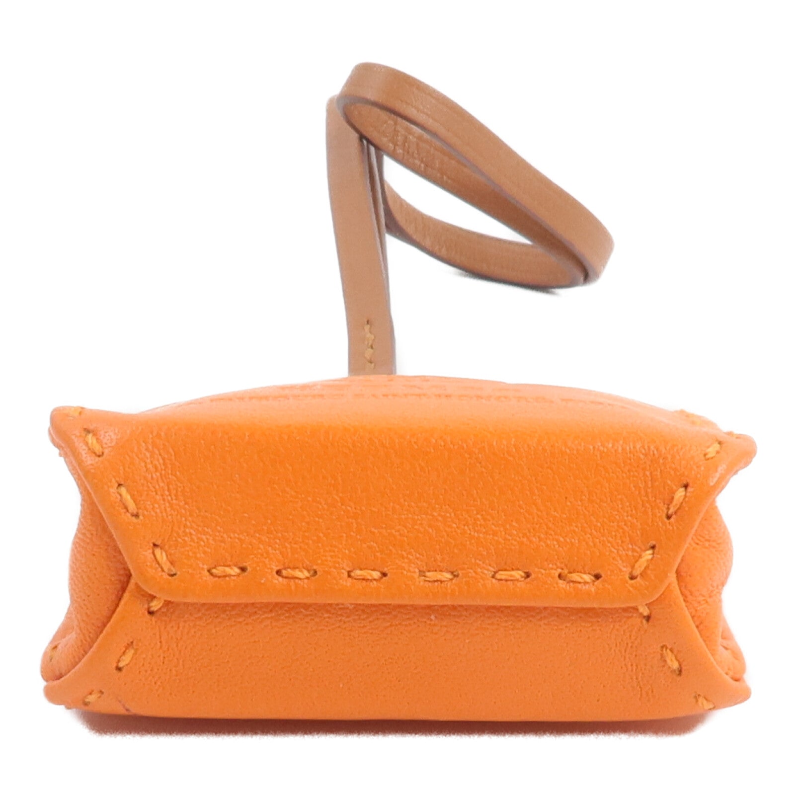 HERMES Milo皮革Sac Orange Bag Charm掛飾Orange