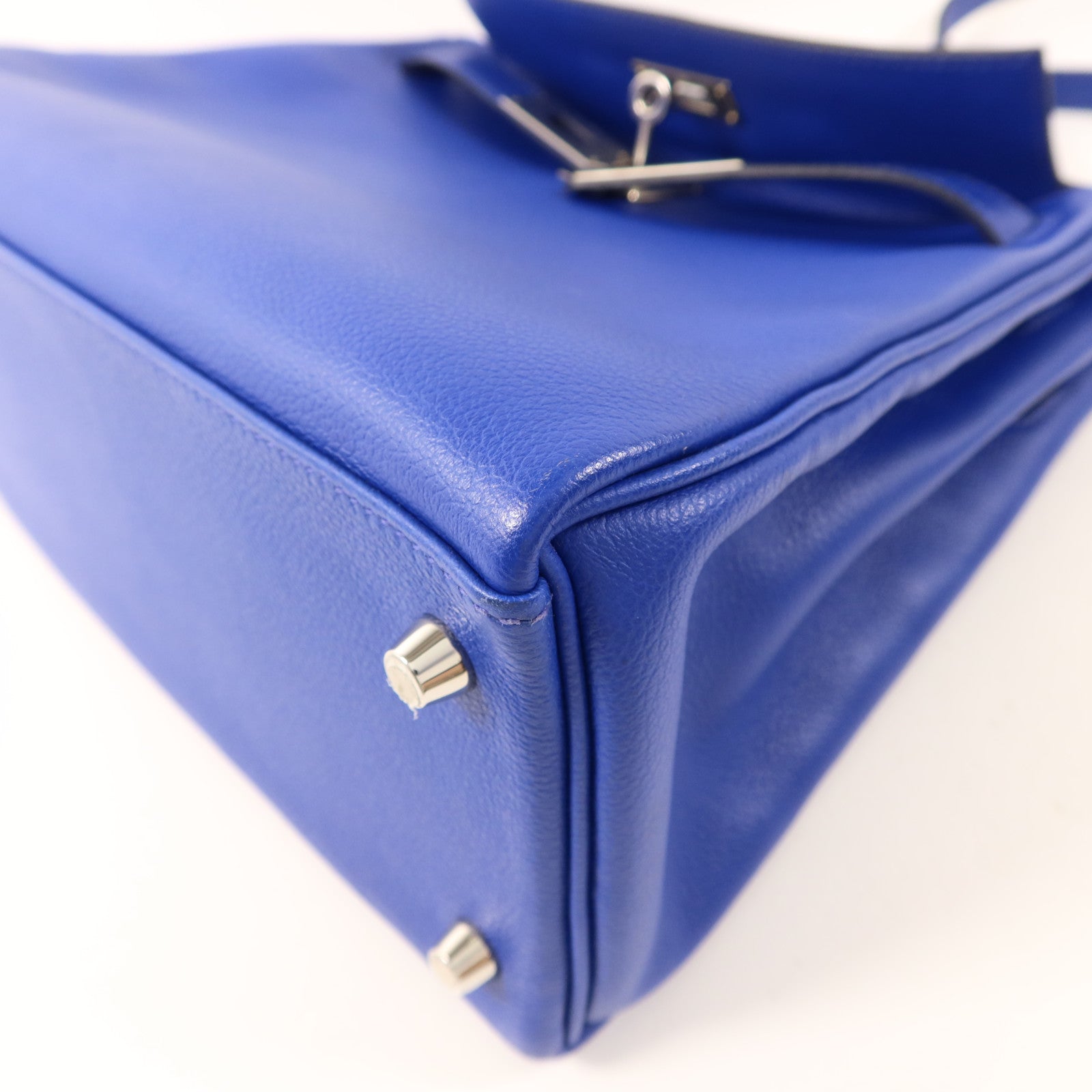 HERMES 【激減優惠】Evercolor皮革Kelly 28銀扣手挽肩背兩用袋Bleu Royal
