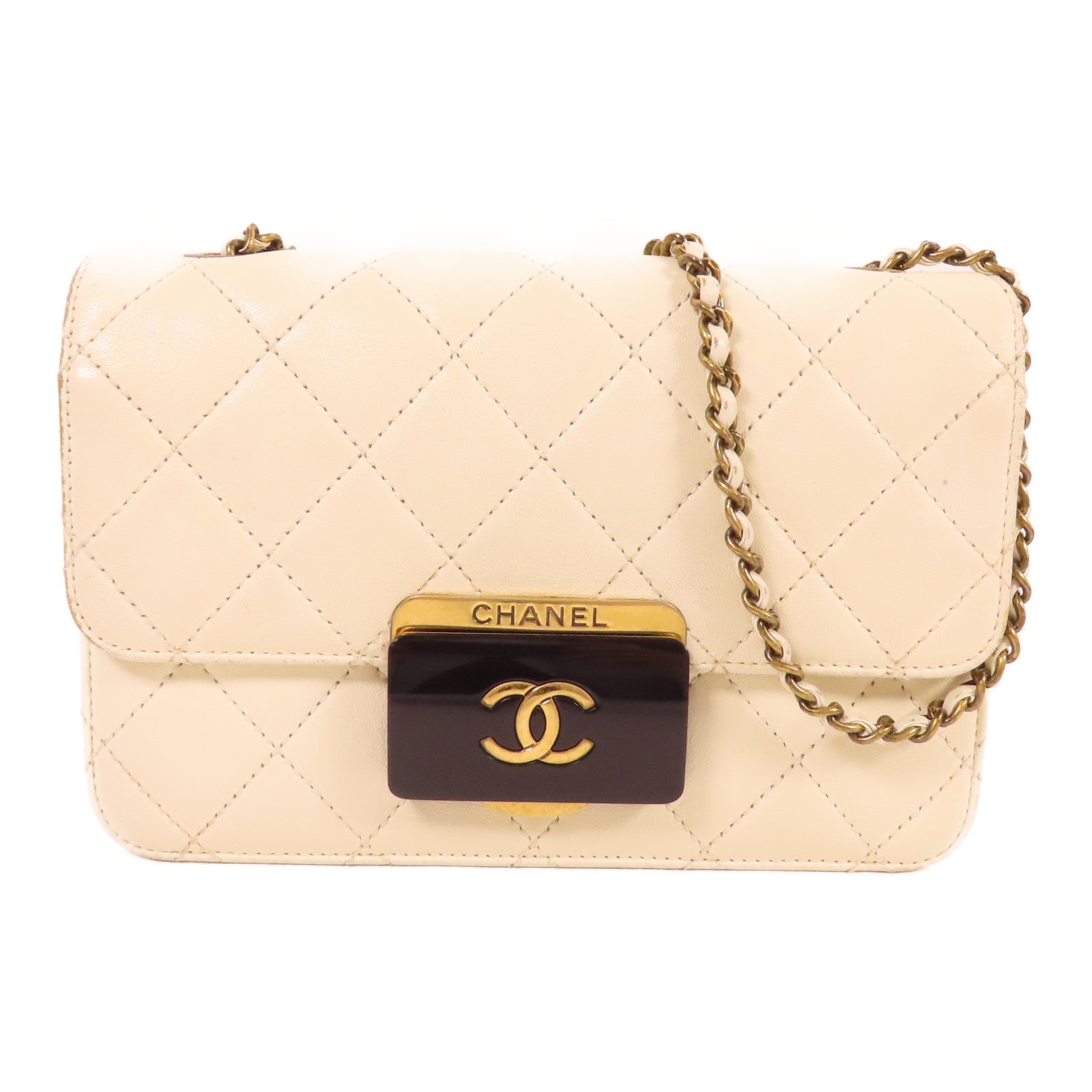 CHANEL 羊皮皮革Beauty Lock Flap Bag金扣肩背袋