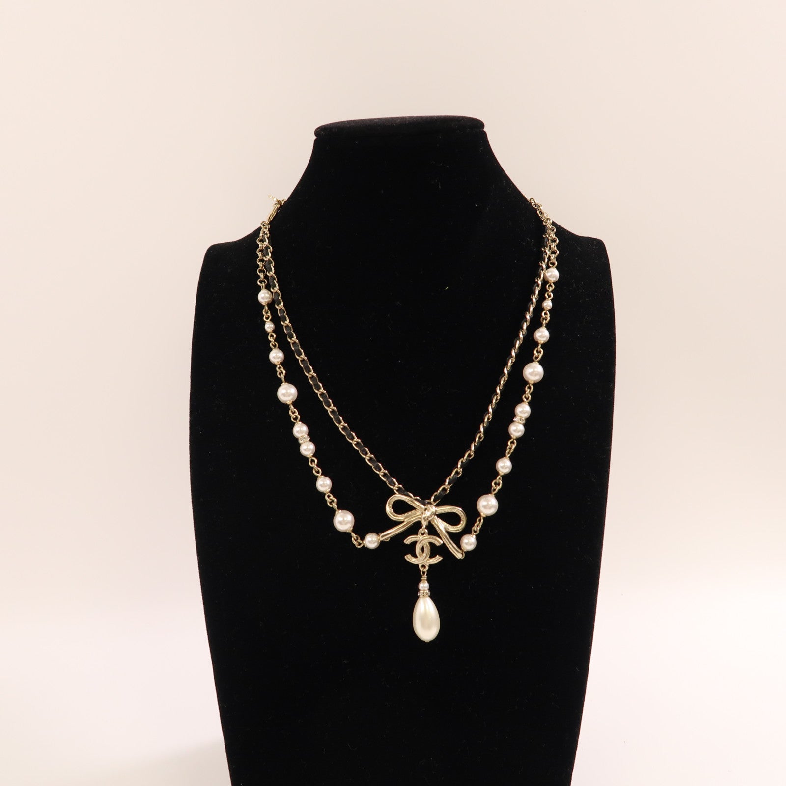 CHANEL 金屬/仿珍珠Necklace金扣項鏈