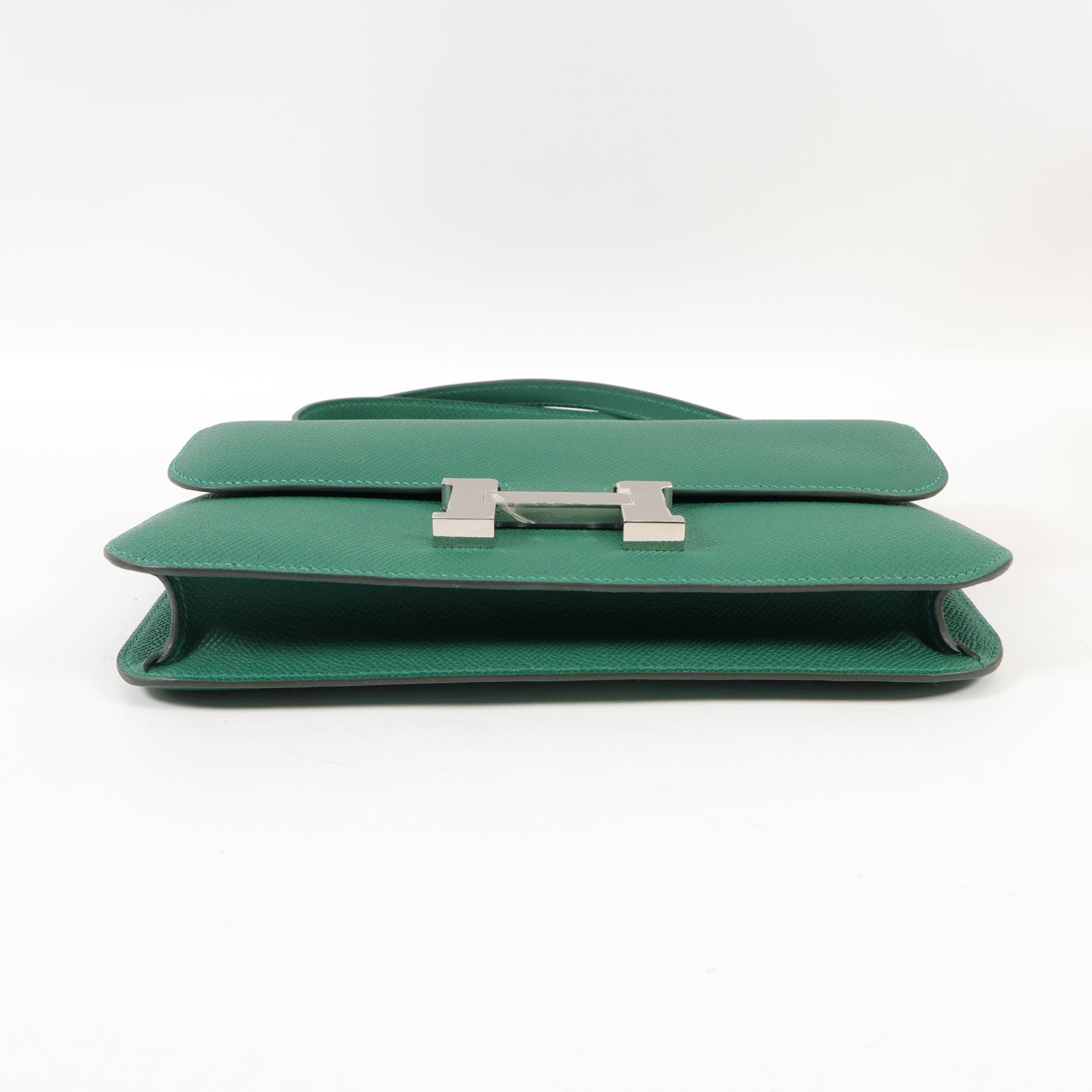HERMES Epsom皮革Constance Elan銀扣肩背袋Vert Moyen