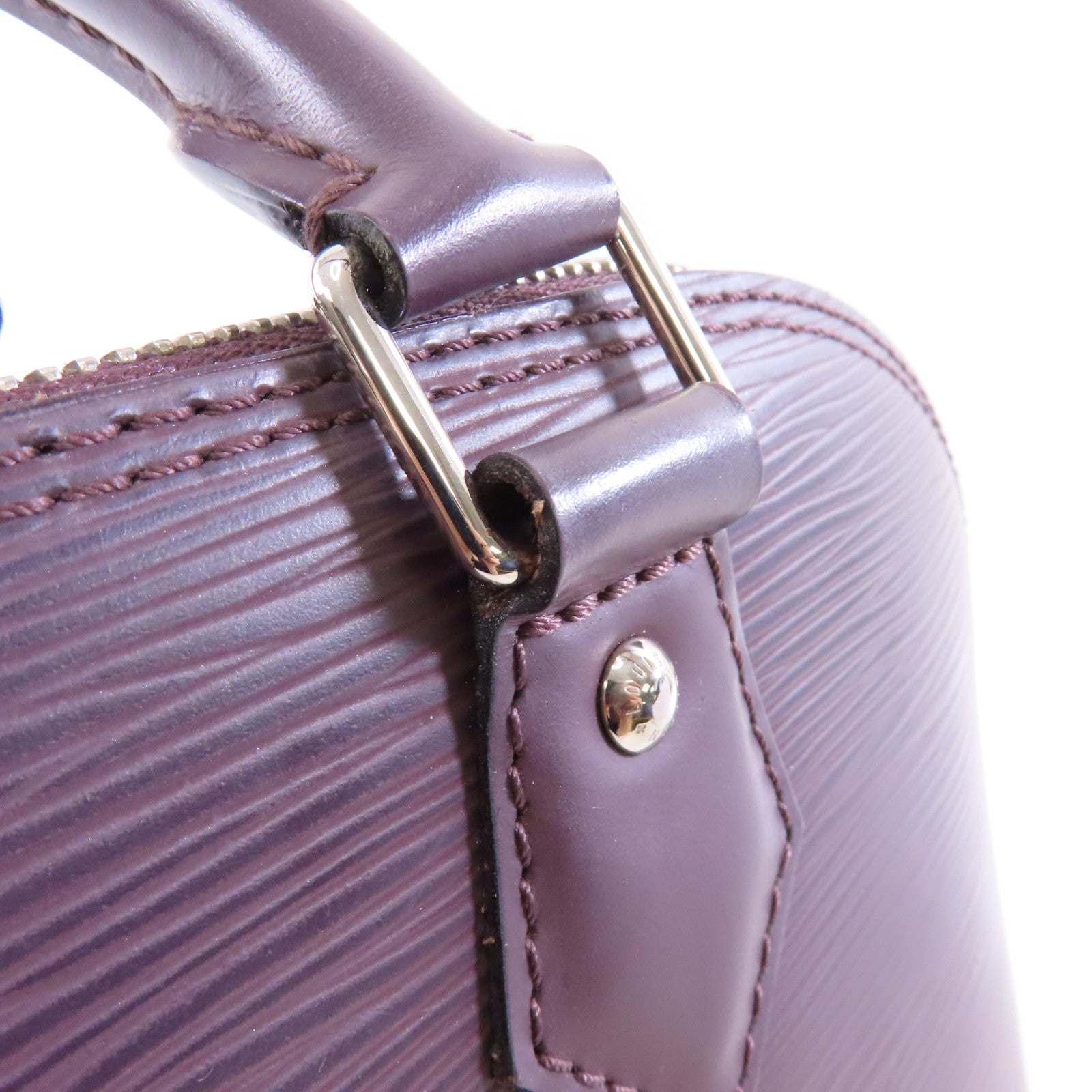 LOUIS VUITTON Epi Alma PM銀扣手挽袋紫色