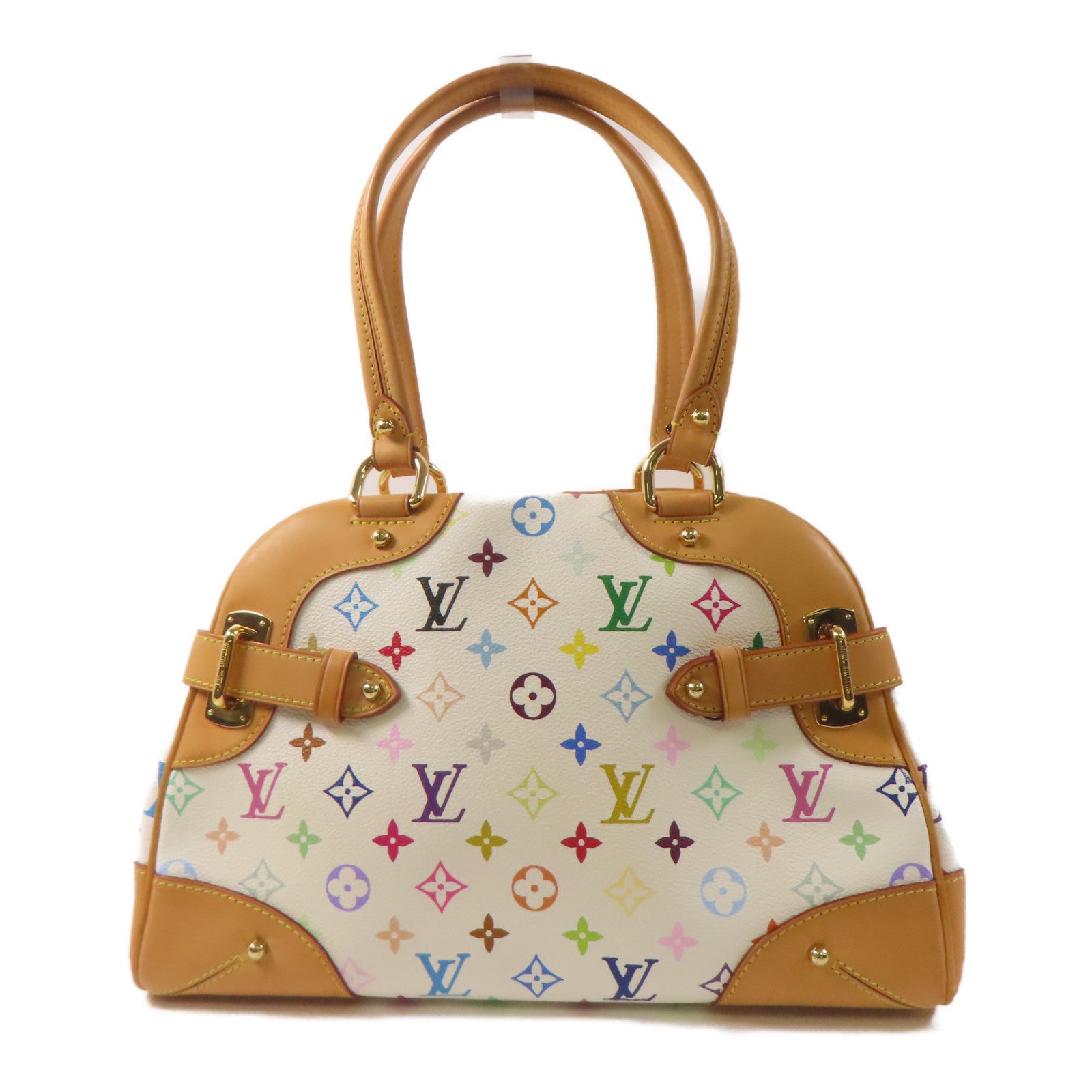 LOUIS VUITTON Monogram Multicolore Claudia金扣肩背袋白色/彩色