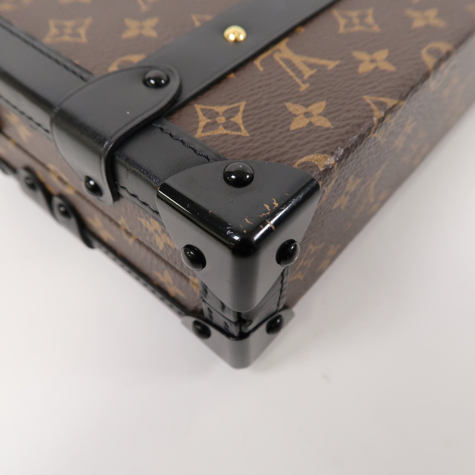LOUIS VUITTON Monogram Petite Malle金扣肩背袋啡色/黑色