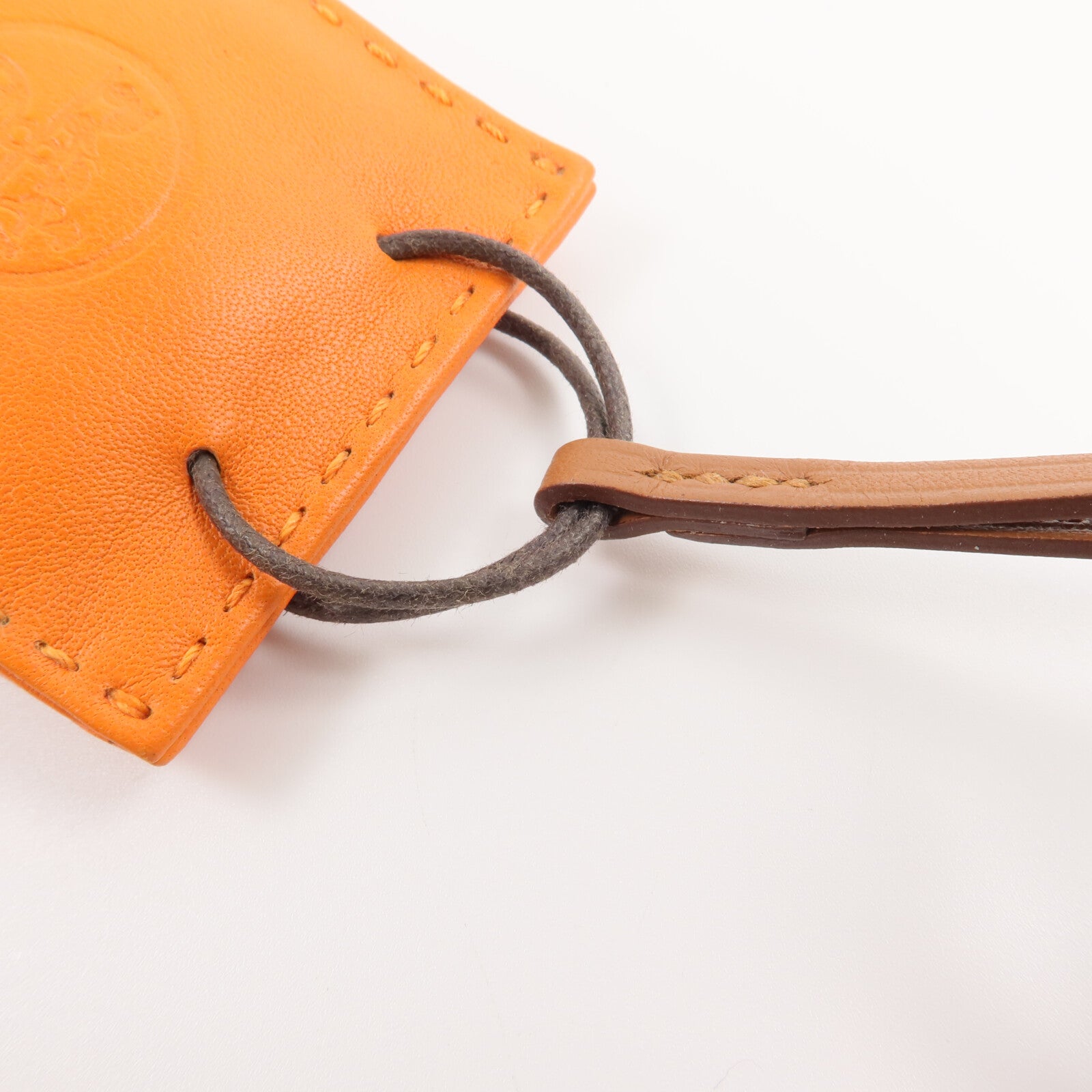 HERMES Milo皮革Sac Orange Bag Charm掛飾Orange