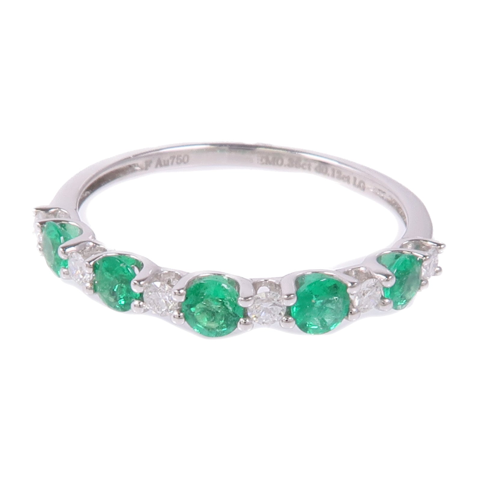 JEWELRY 18K白金Emerald Diamond Ring綠寶石/鑽石戒指US#6.5