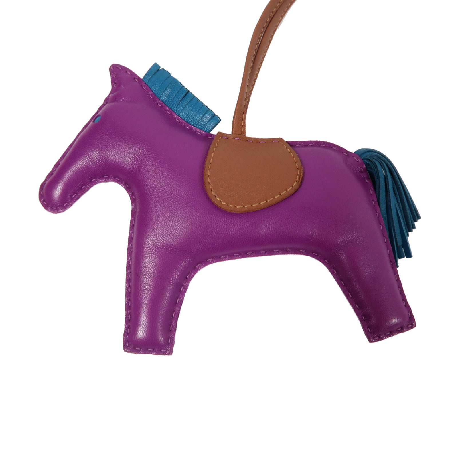 HERMES Agneau Milo皮革Rodeo Charm掛飾紫色/啡色