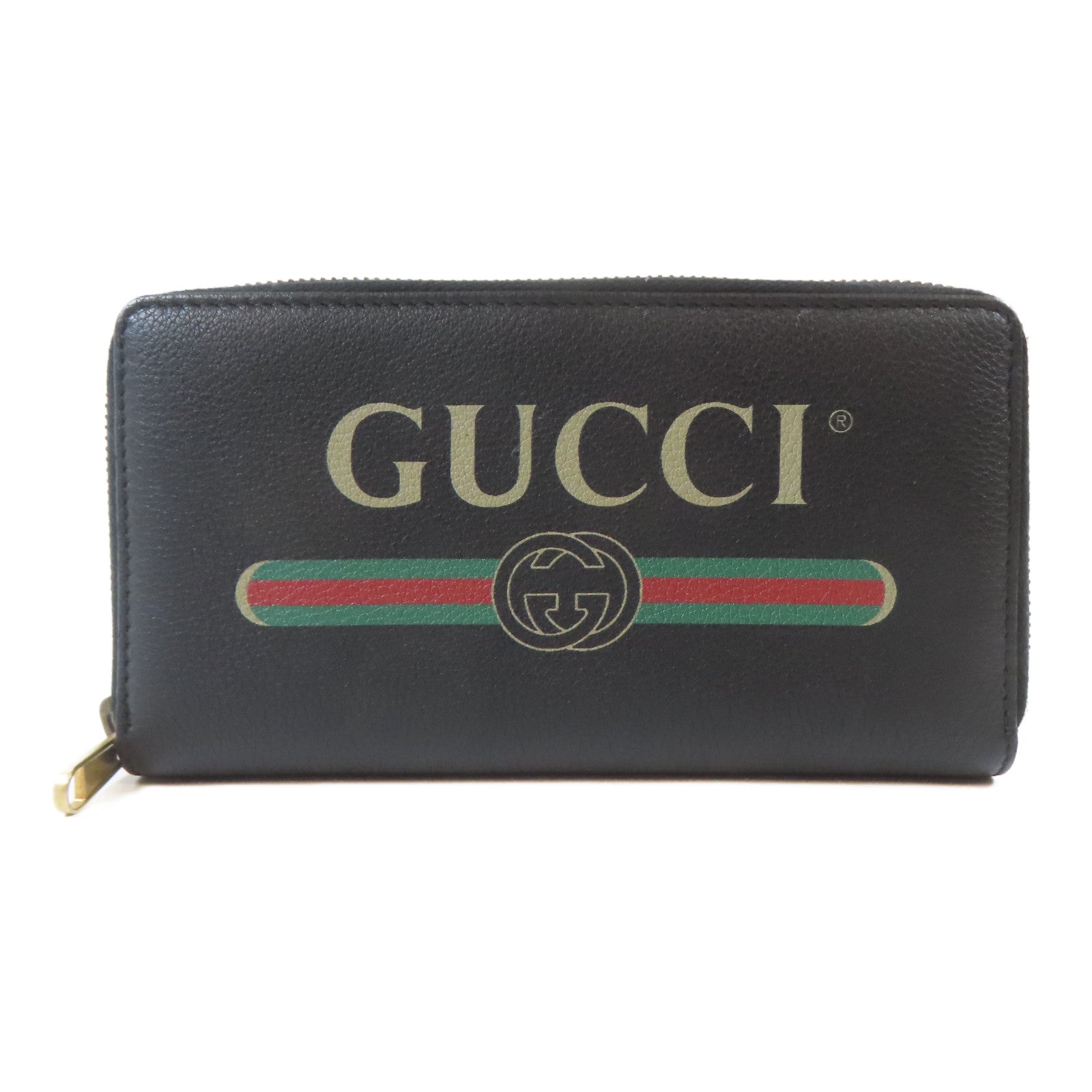 GUCCI 【激減優惠】牛皮皮革Long Round Wallet金扣長錢包黑色