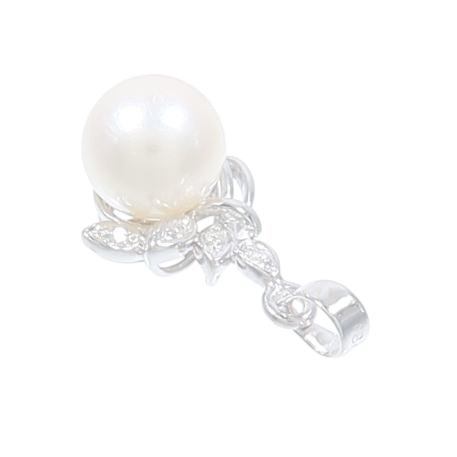 JEWELRY 18K白金Pearl Diamond Pendant Top珍珠/鑽石吊墜