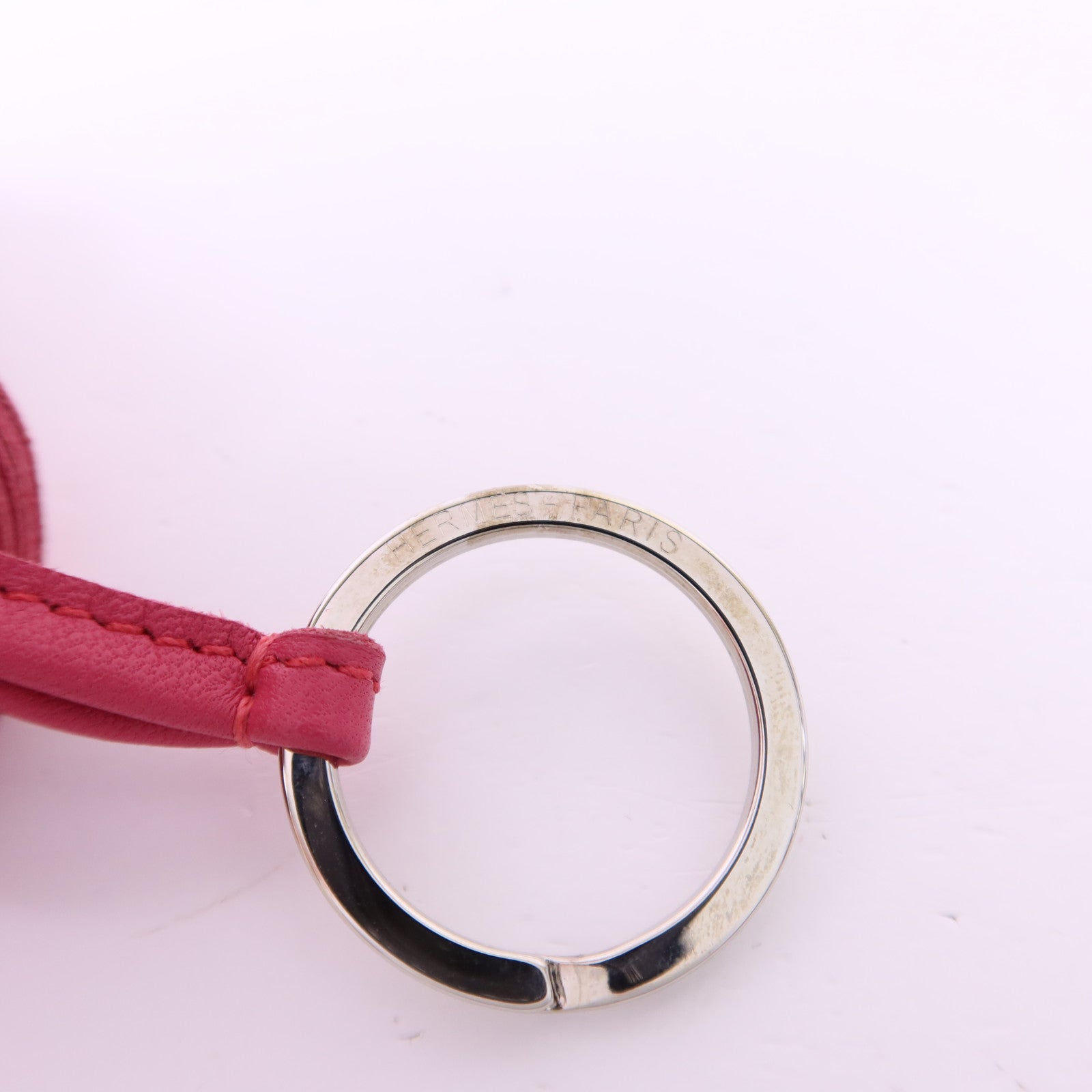 HERMES 【激減優惠】Milo皮革Carmen Key Ring銀扣鎖匙扣