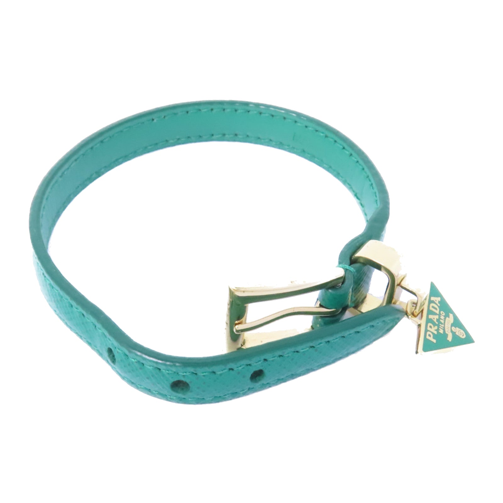 PRADA 牛皮皮革/金屬Bracelet手鏈綠色/金色