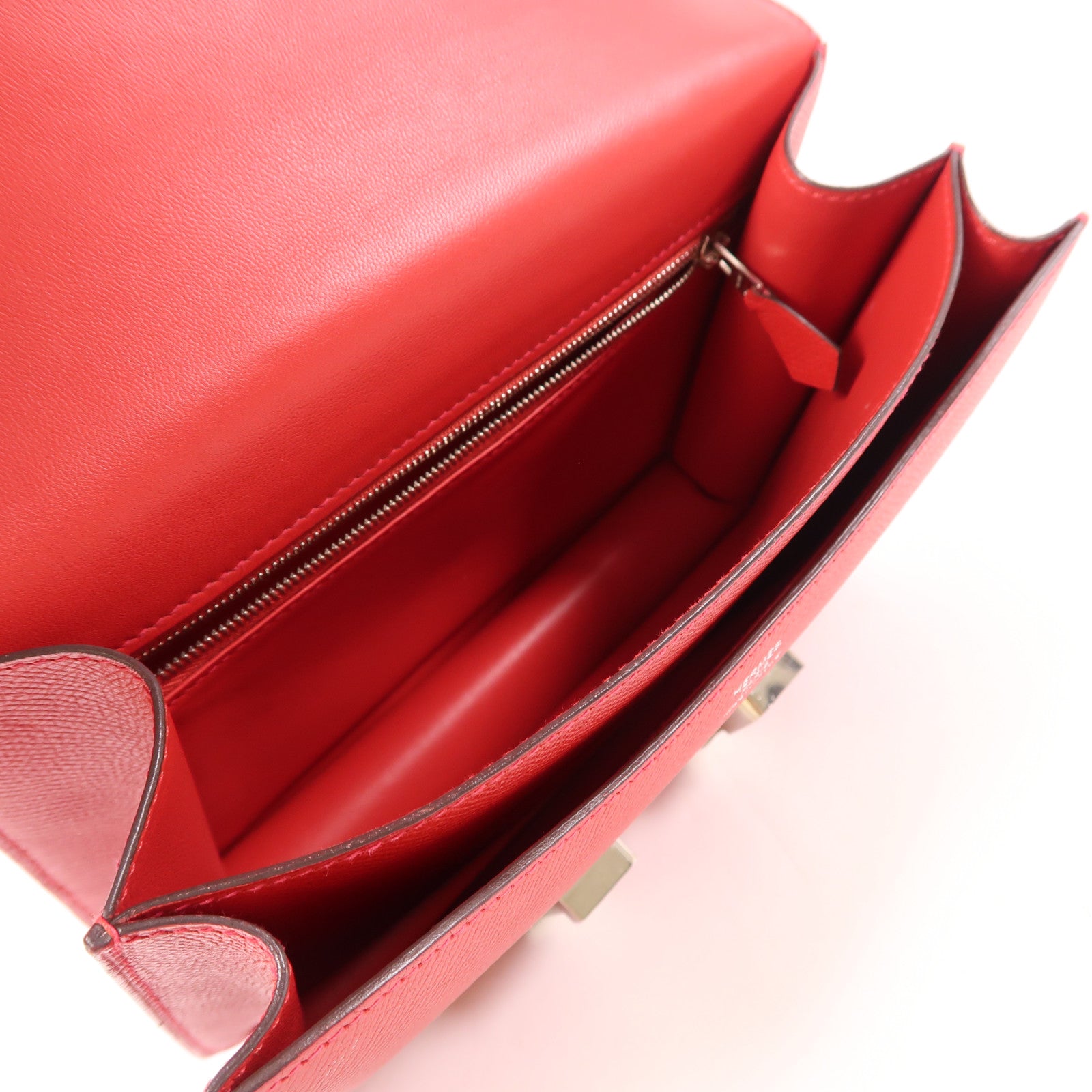 HERMES【激減優惠】 Epsom皮革Constance 24銀扣肩背袋Rouge Casaque