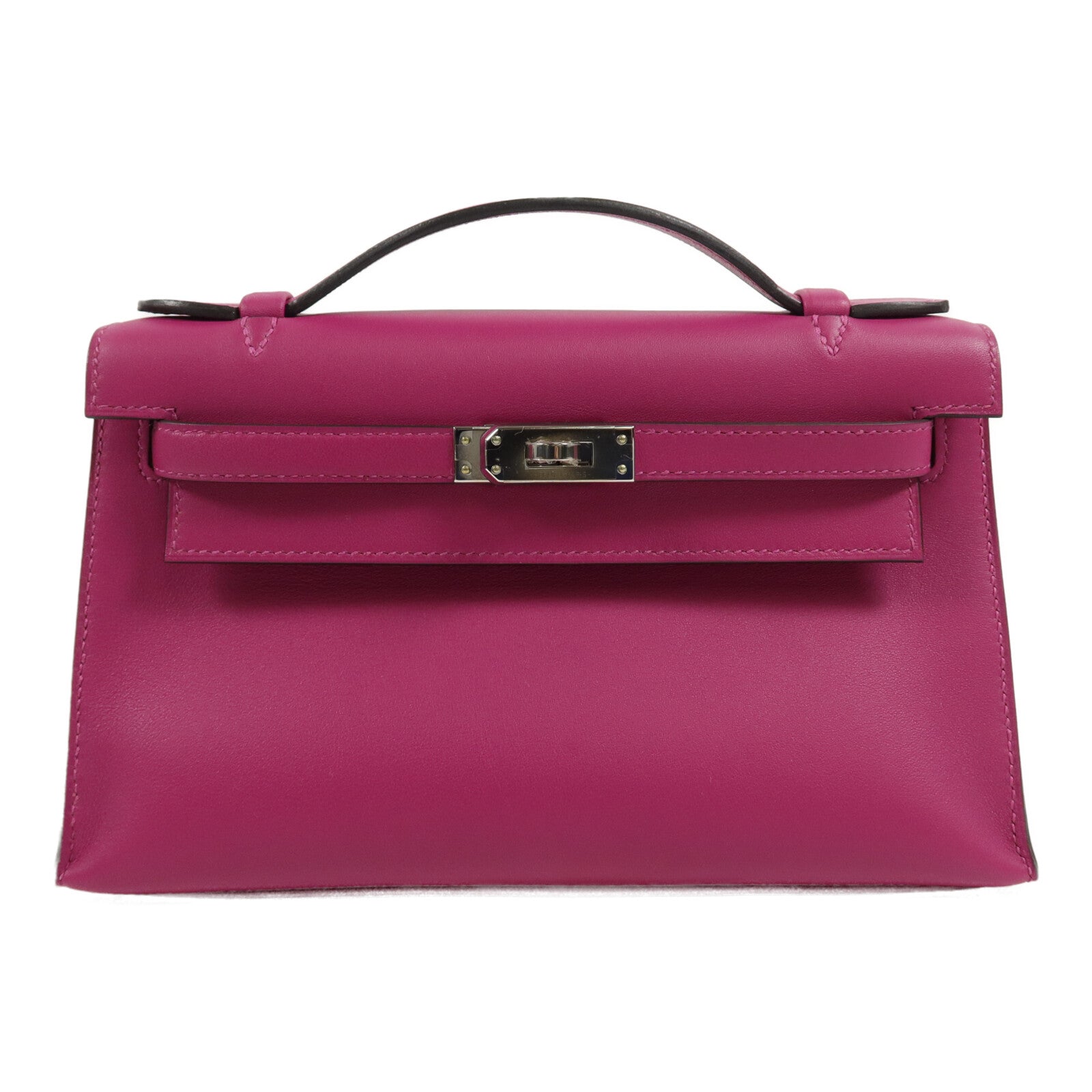 HERMES Swift皮革Kelly Pochette手挽袋Rose Purple