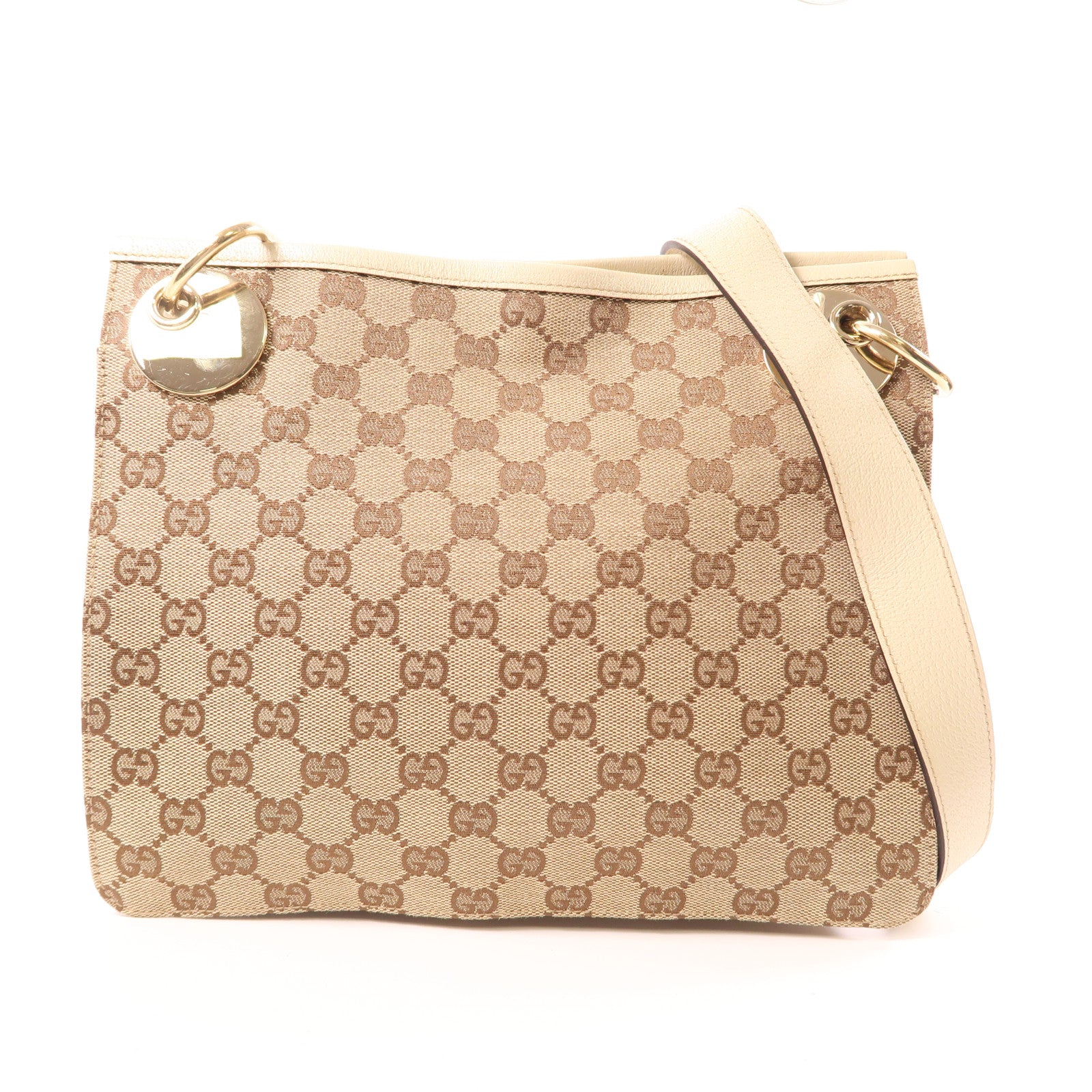 GUCCI 帆布/皮革Shoulder Bag金扣肩背袋