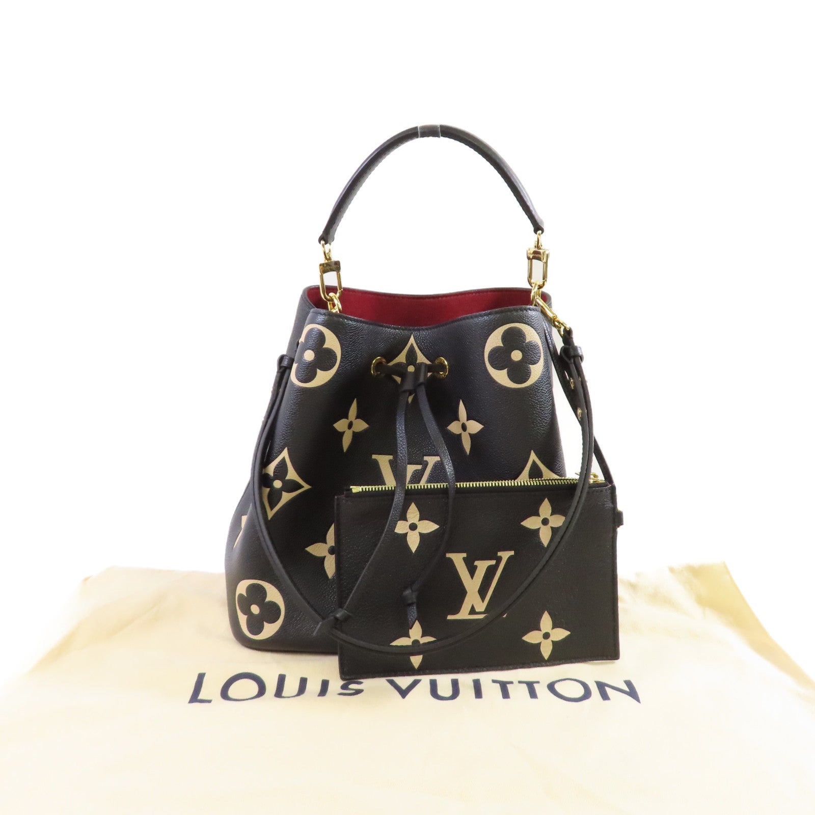 LOUIS VUITTON Monogram Empreinte Giant Neo Noe MM 2Way Shoulder Bag金扣手挽肩背兩用袋黑色/杏色