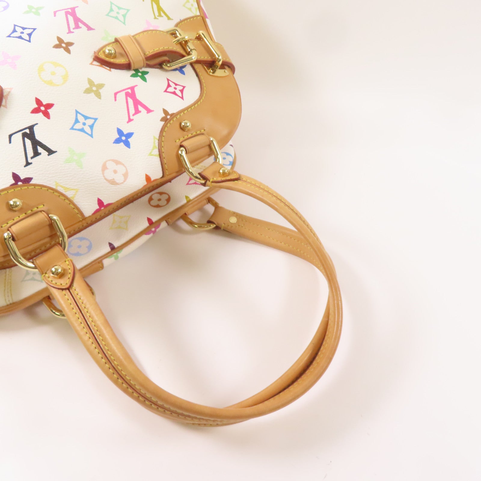 LOUIS VUITTON Monogram Multicolore Claudia金扣肩背袋白色/彩色