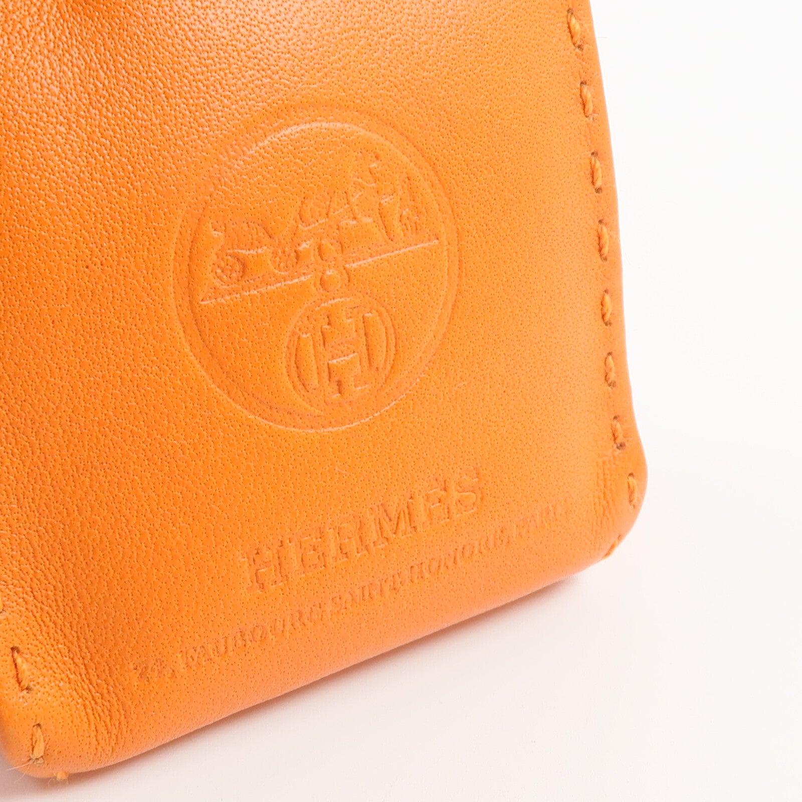 HERMES Milo皮革Sac Orange Bag Charm掛飾Orange