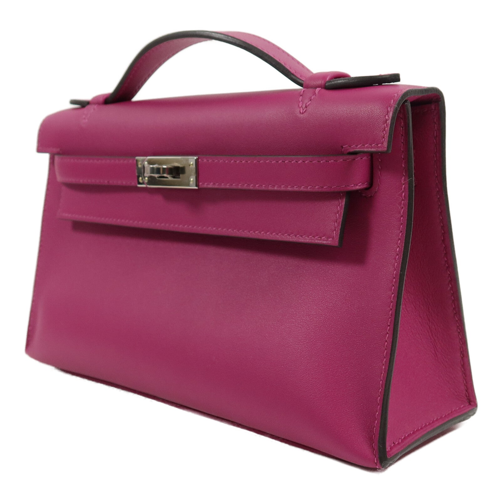 HERMES Swift皮革Kelly Pochette手挽袋Rose Purple