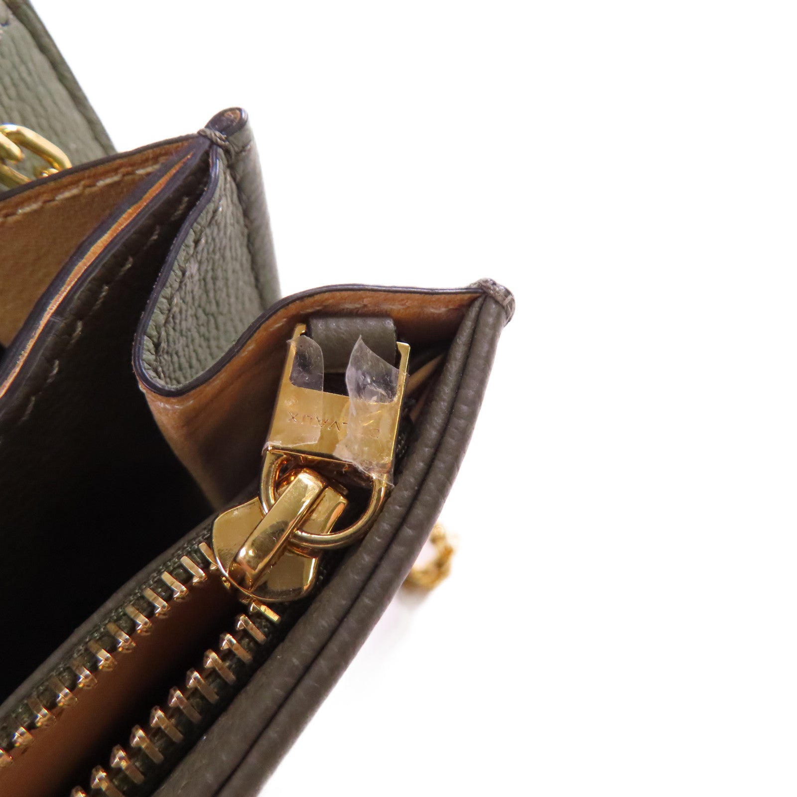 Delvaux 牛皮皮革Delvaux Brillant Wallet on Chain Shoulder Bag金扣鏈帶肩背袋深綠色