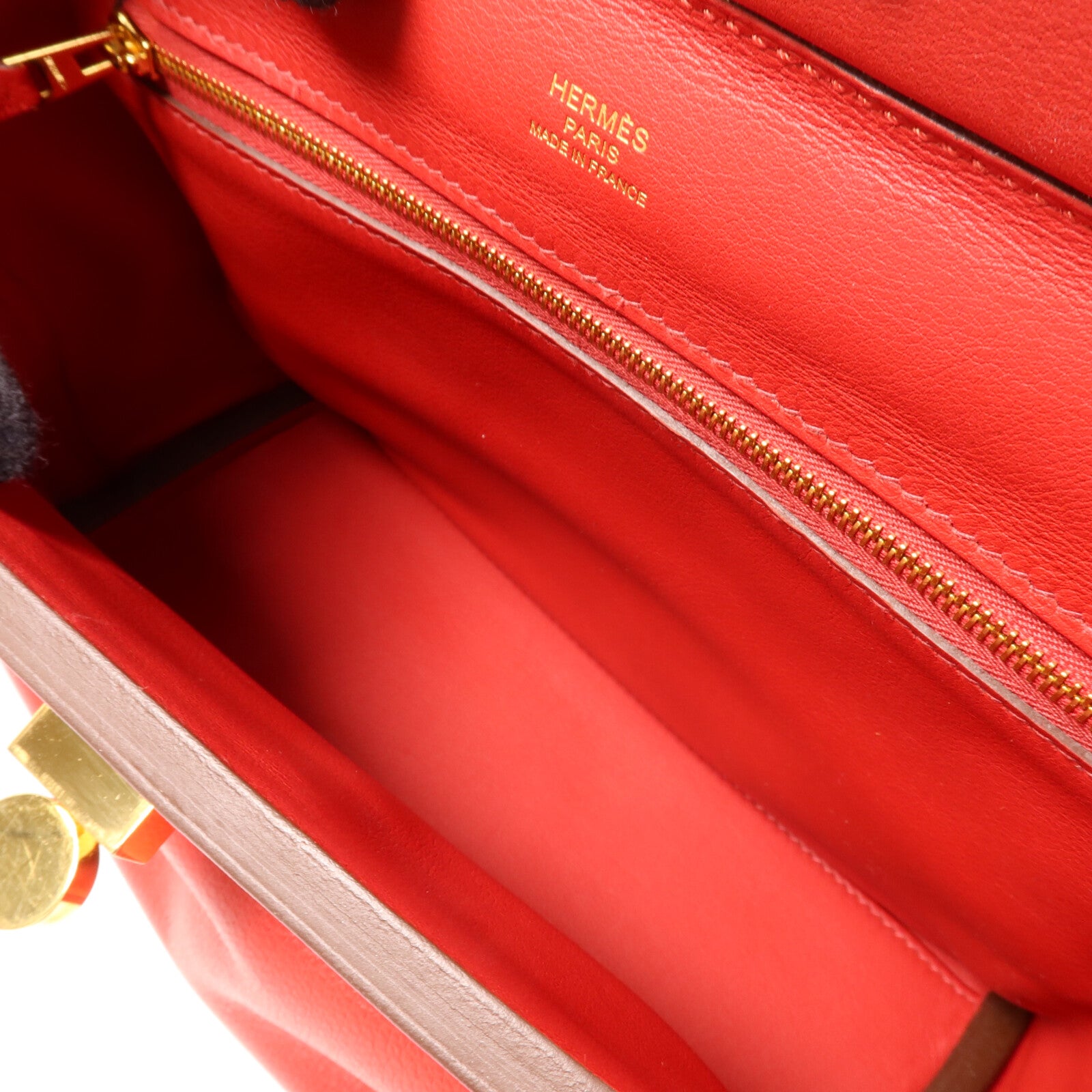 HERMES Swift皮革/Evercolor皮革Mini 24/24手挽肩背兩用袋Rouge Piment