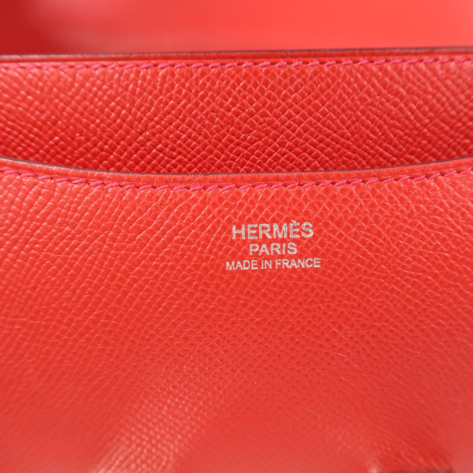 HERMES【激減優惠】 Epsom皮革Constance 24銀扣肩背袋Rouge Casaque