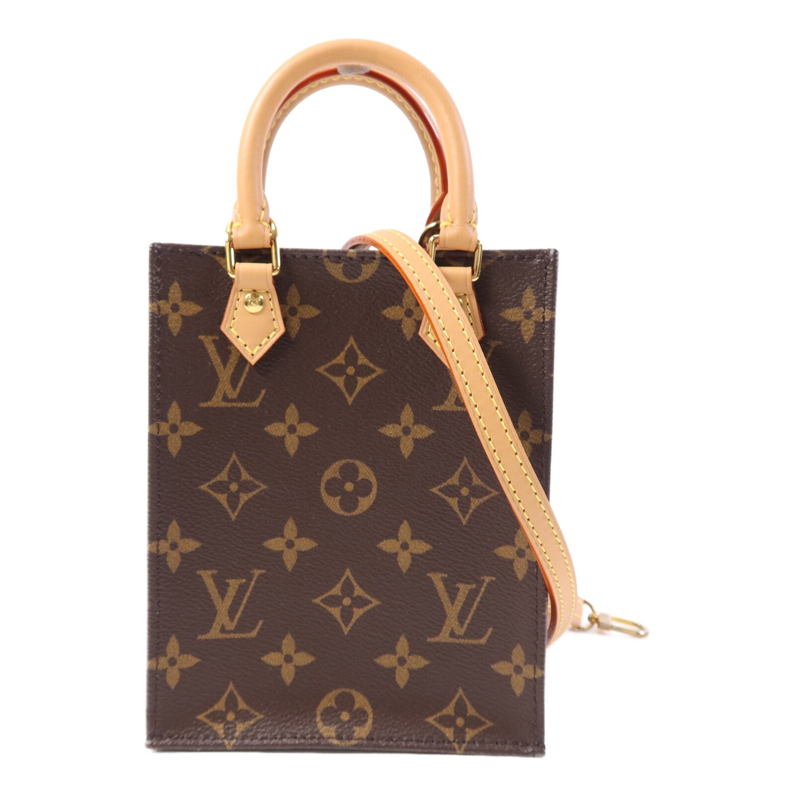 LOUIS VUITTON 【激減優惠】Monogram Petit Sac Plat金扣手挽肩背兩用袋