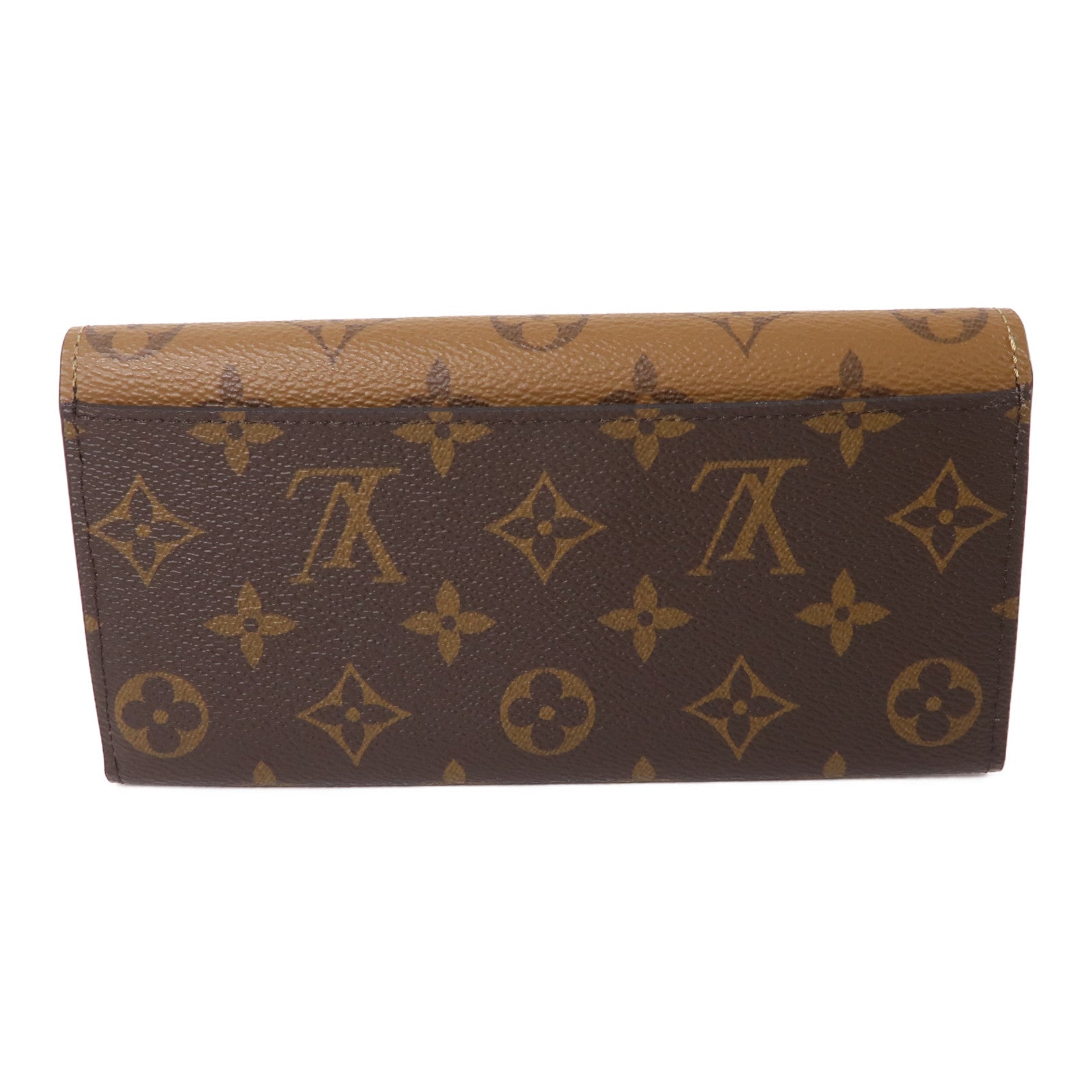 LOUIS VUITTON Monogram Reverse Emilie金扣長錢包棕色