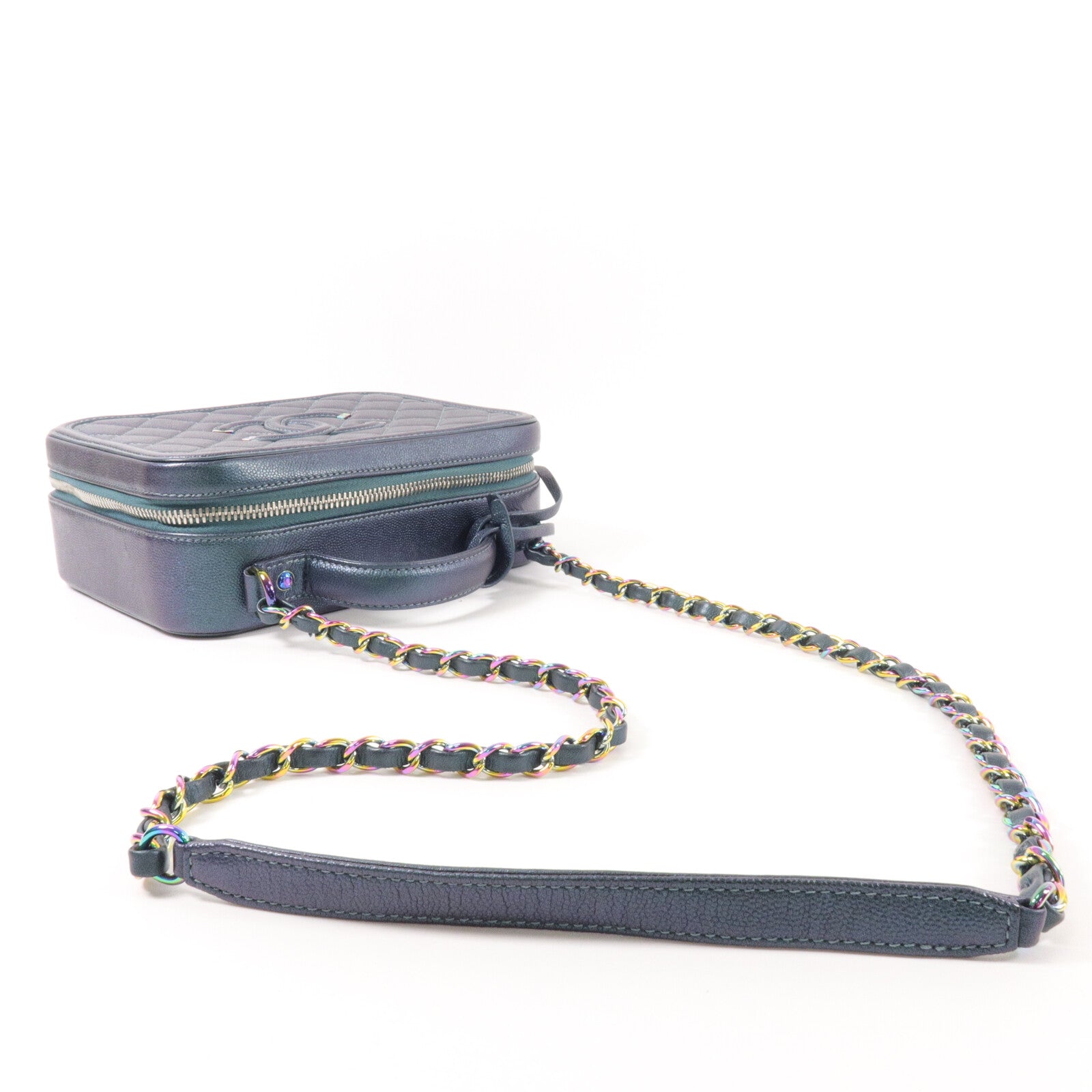 CHANEL 牛皮皮革CC Filigree Vanity Case Medium鏈帶肩背袋