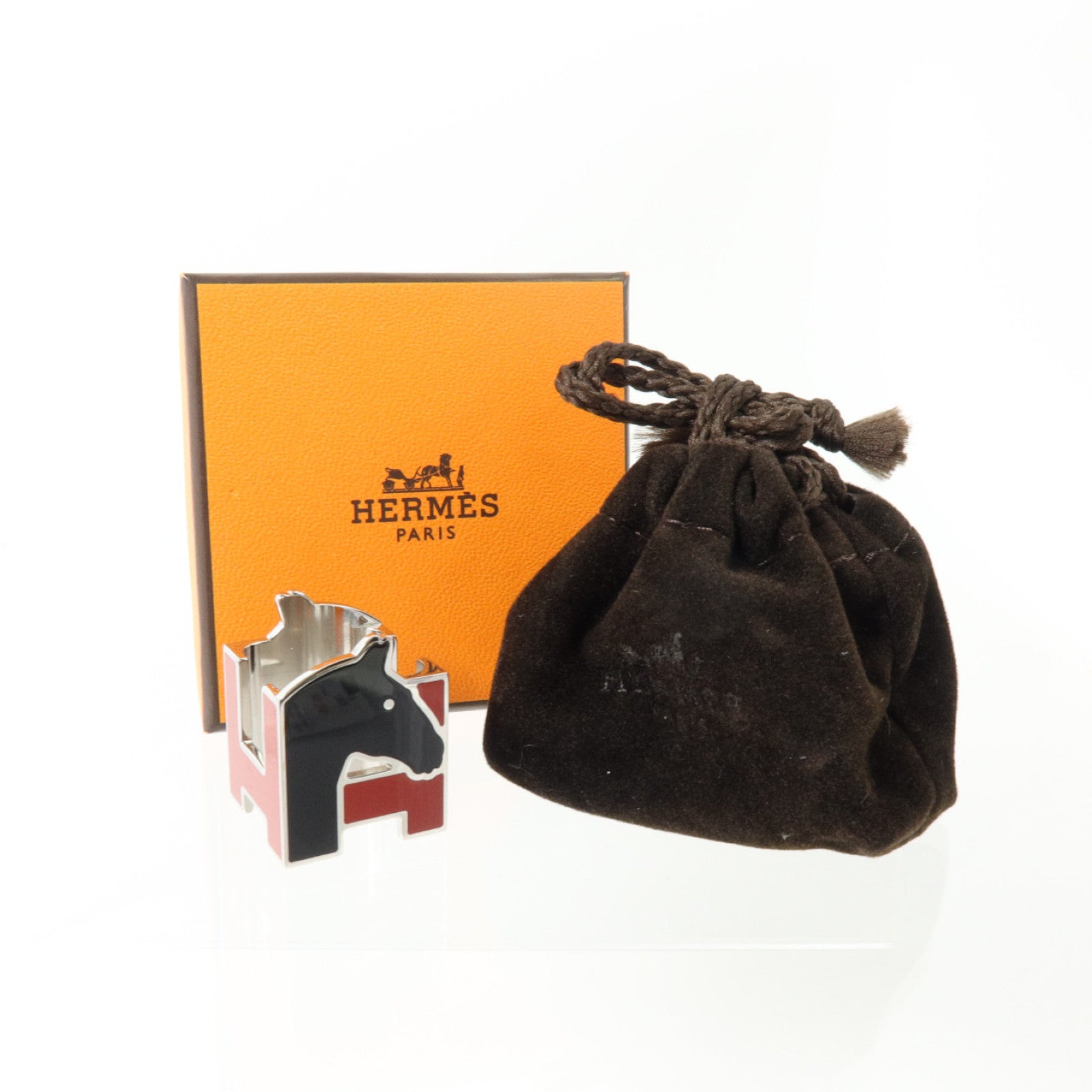 HERMES 金屬/琺瑯H Cheval Scarf Ring絲巾扣