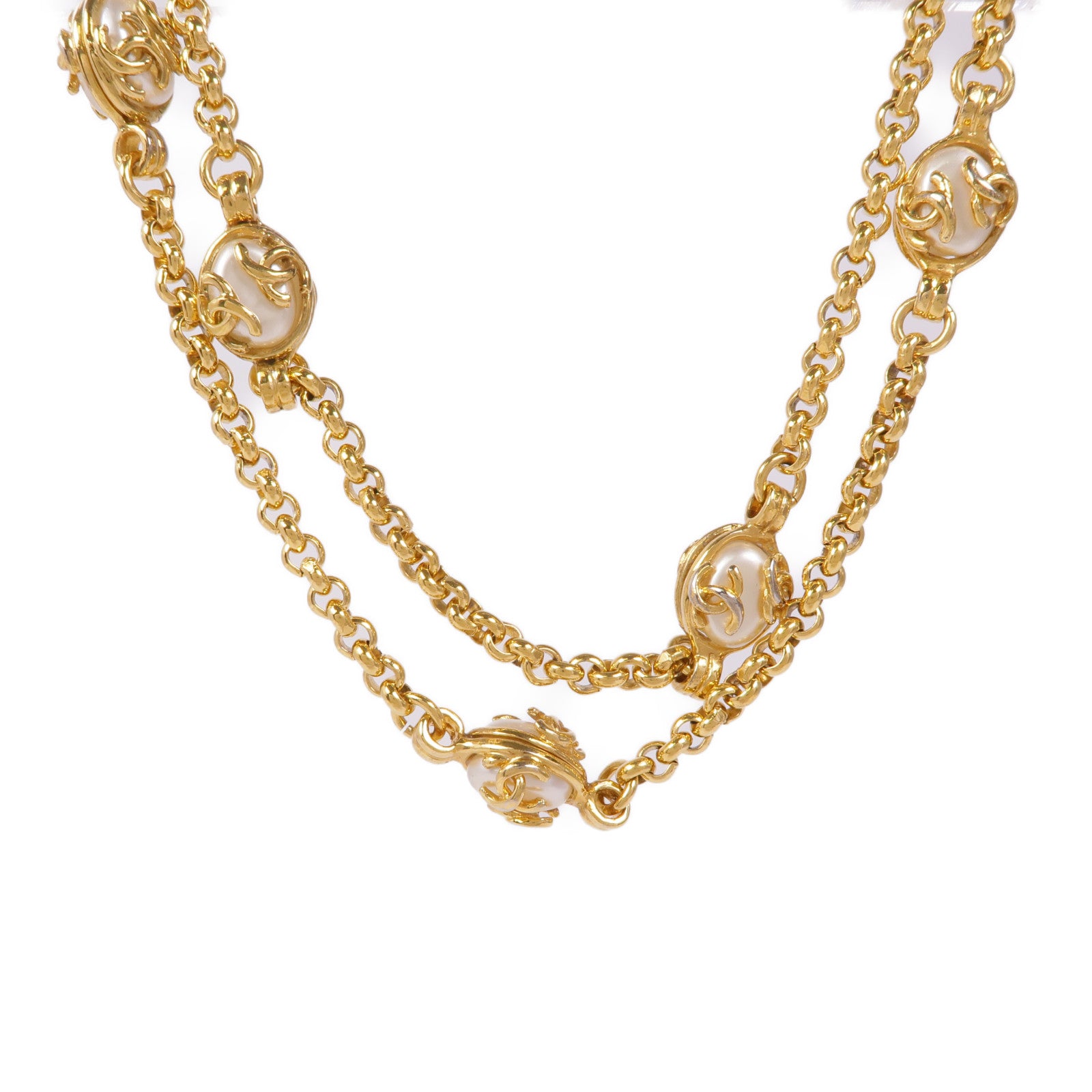 CHANEL CC Necklace Metal Gold