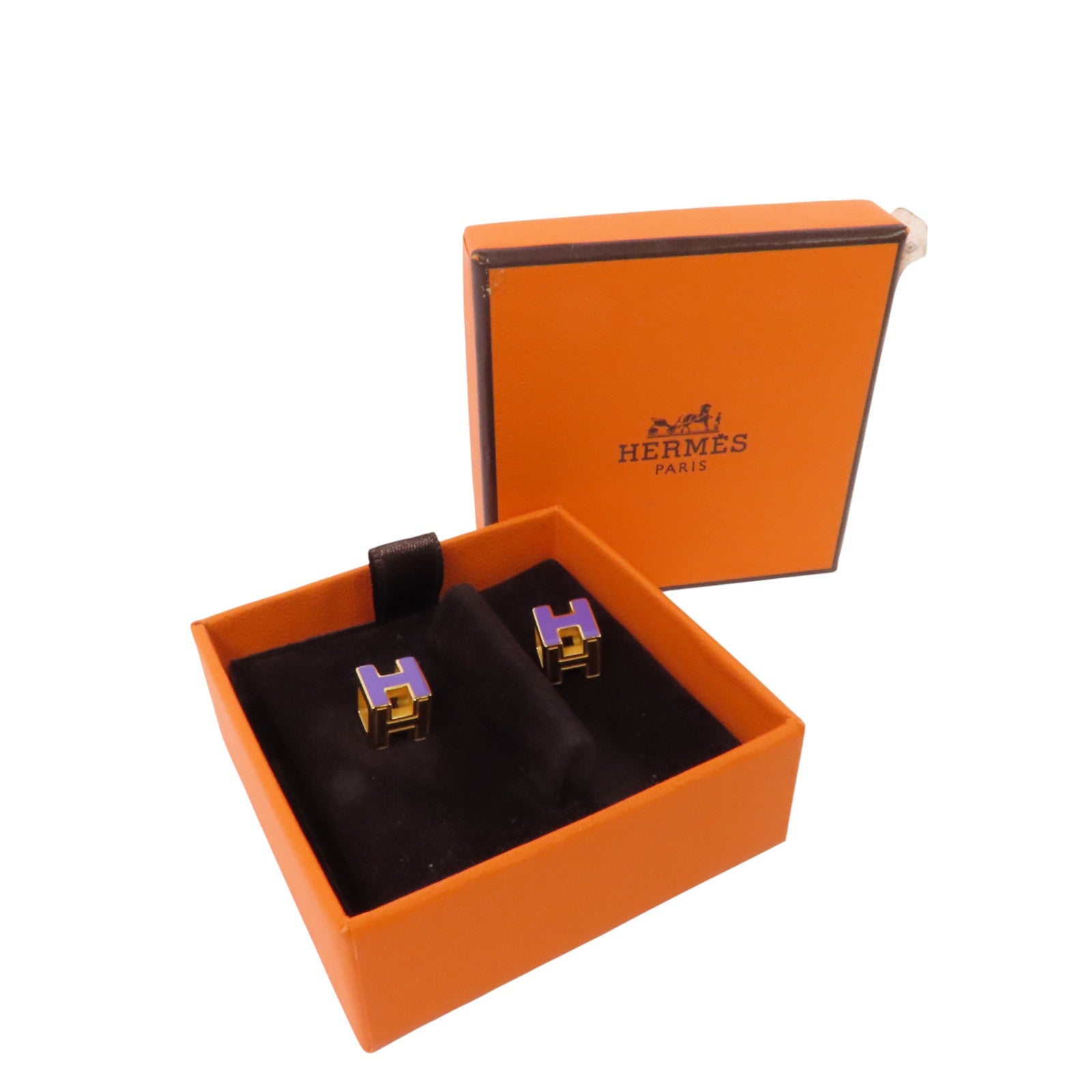 HERMES 金屬/琺瑯Caged H Earrings金扣耳環