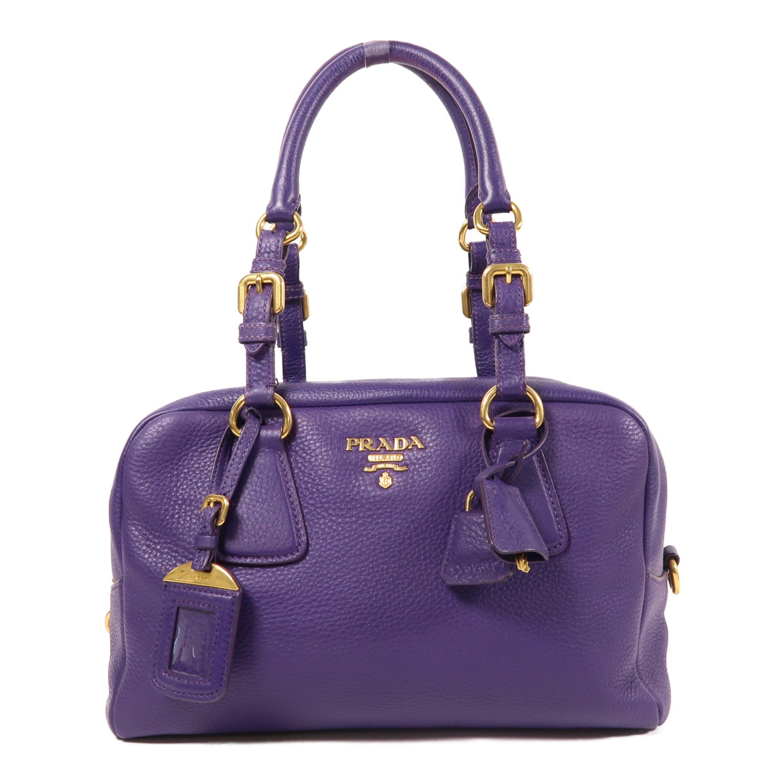 PRADA 【激減優惠】皮革Vitello Daino金扣肩背袋