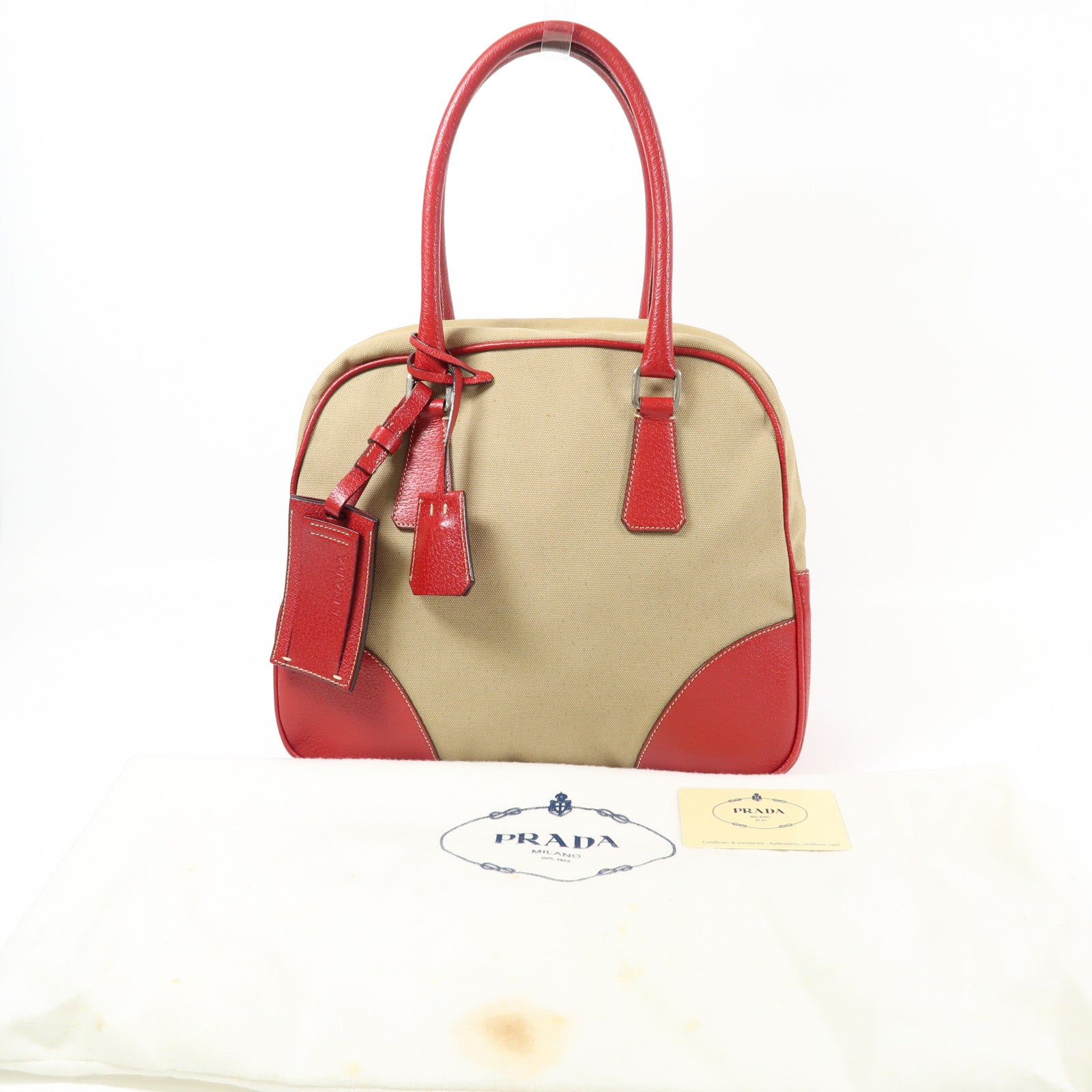 PRADA 帆布Tote Bag銀扣手挽袋