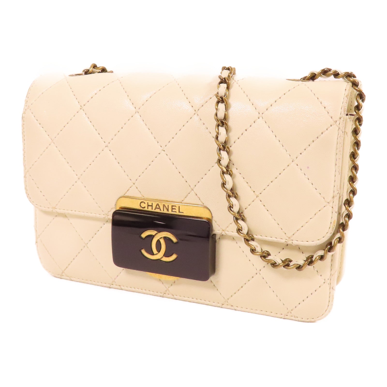 CHANEL 羊皮皮革Beauty Lock Flap Bag金扣肩背袋