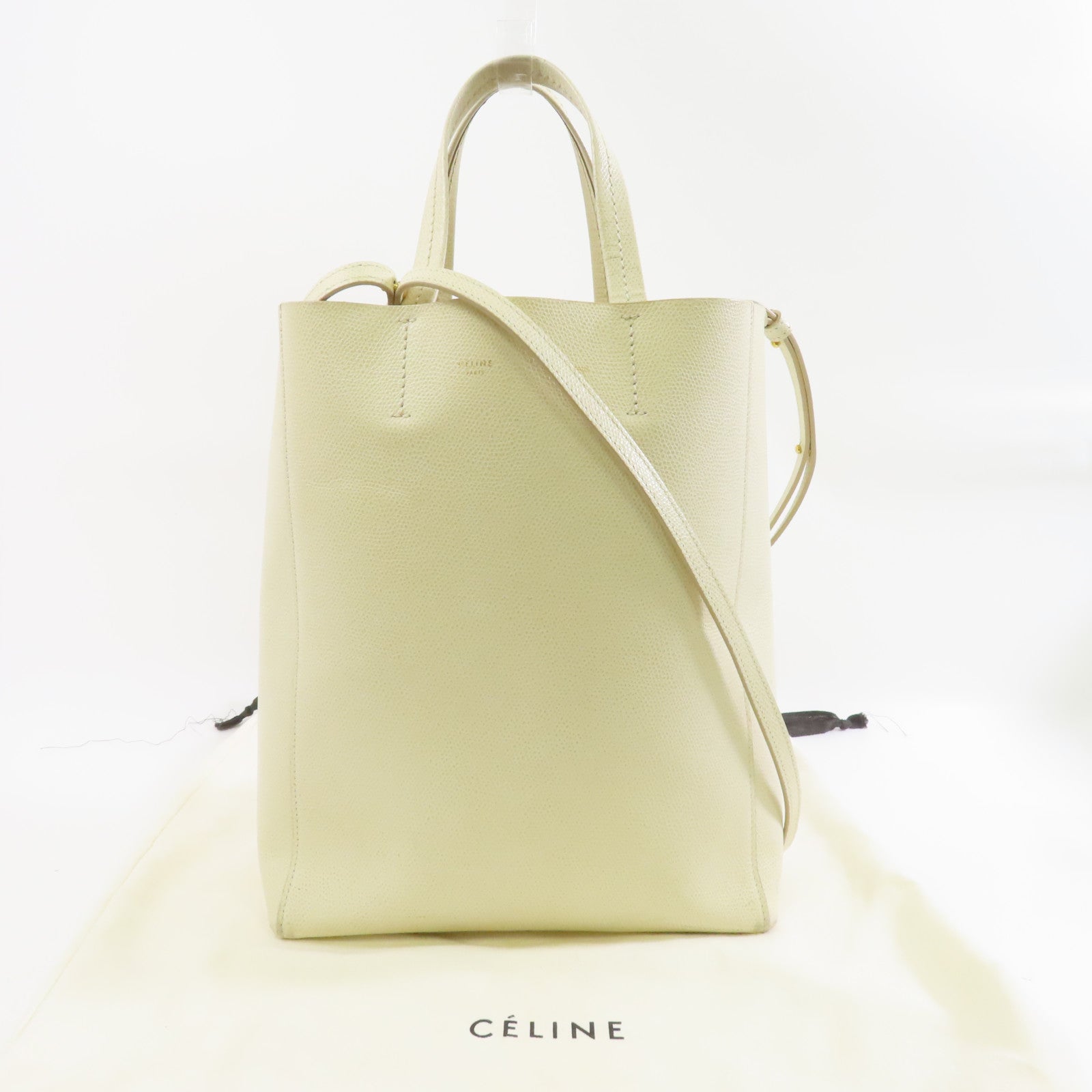 CELINE 【激減優惠】牛皮皮革Cabas金扣手挽肩背兩用袋白色