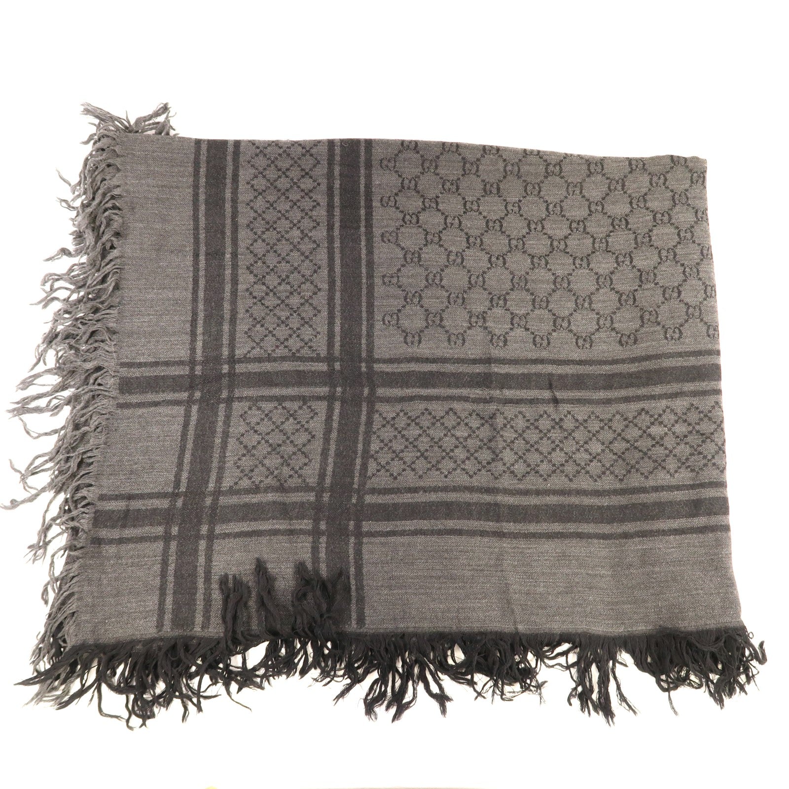GUCCI 羊毛/絲質Scarf圍巾黑色