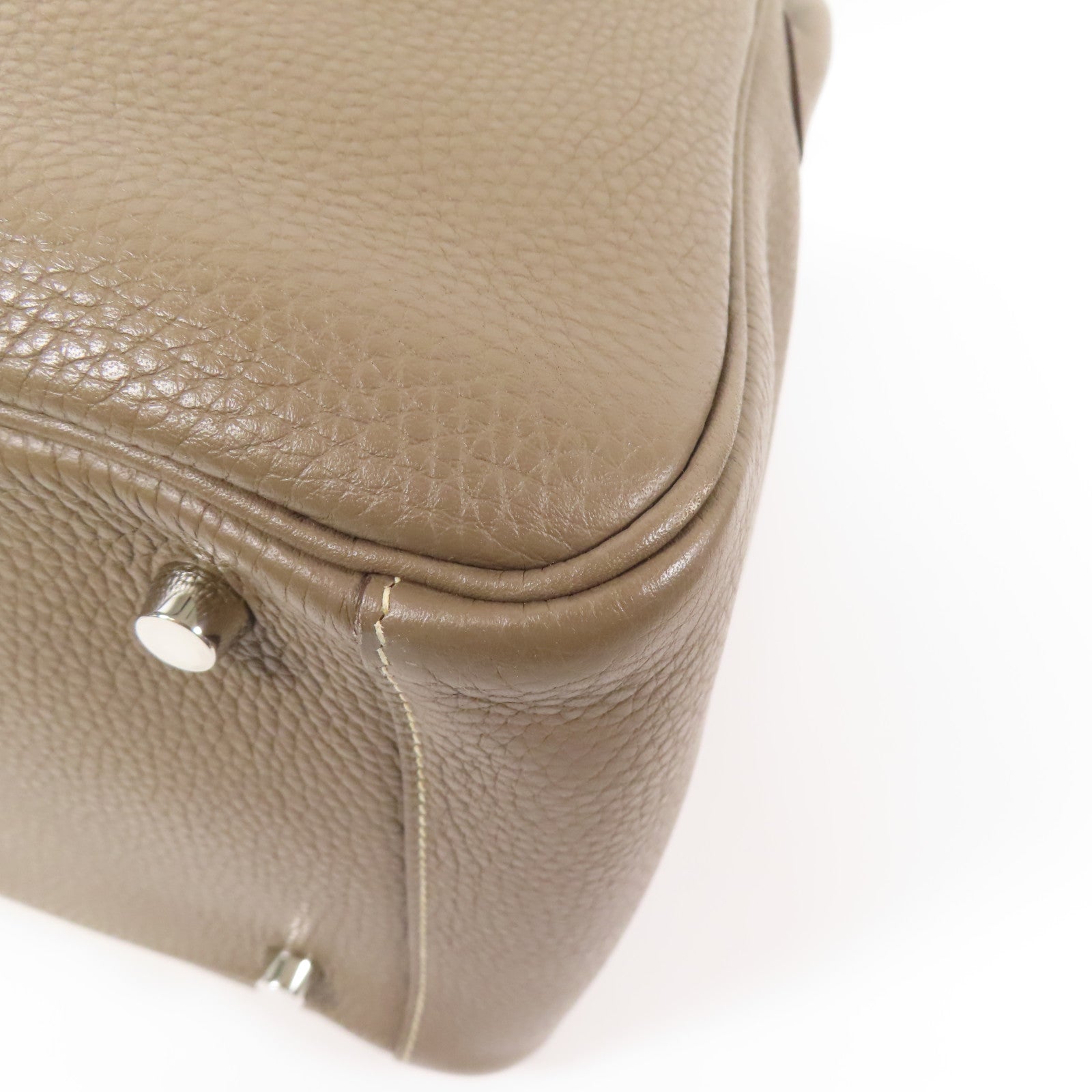 HERMES Clemence皮革Lindy 30銀扣手挽肩背兩用袋Etoupe