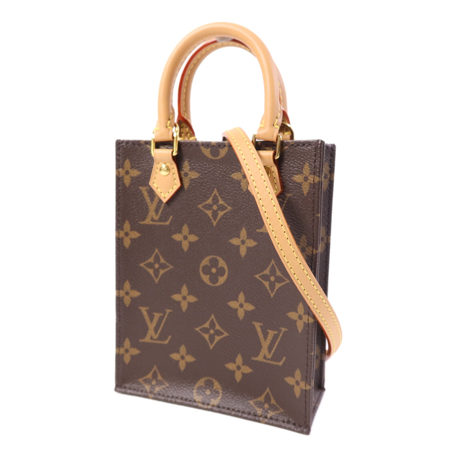 LOUIS VUITTON Monogram Petit Sac Plat金扣手挽肩背兩用袋
