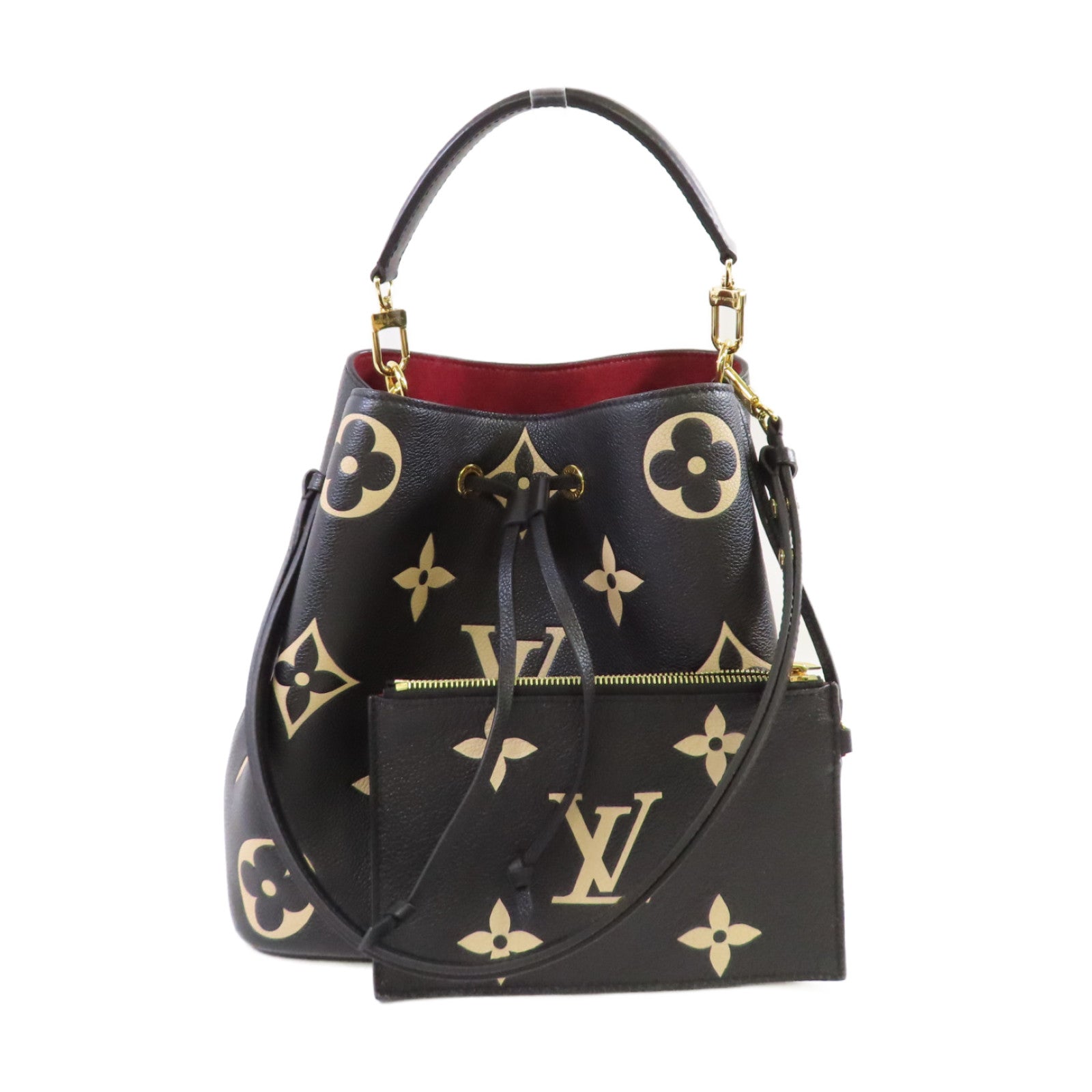 LOUIS VUITTON Monogram Empreinte Giant Neo Noe MM 2Way Shoulder Bag金扣手挽肩背兩用袋黑色/杏色