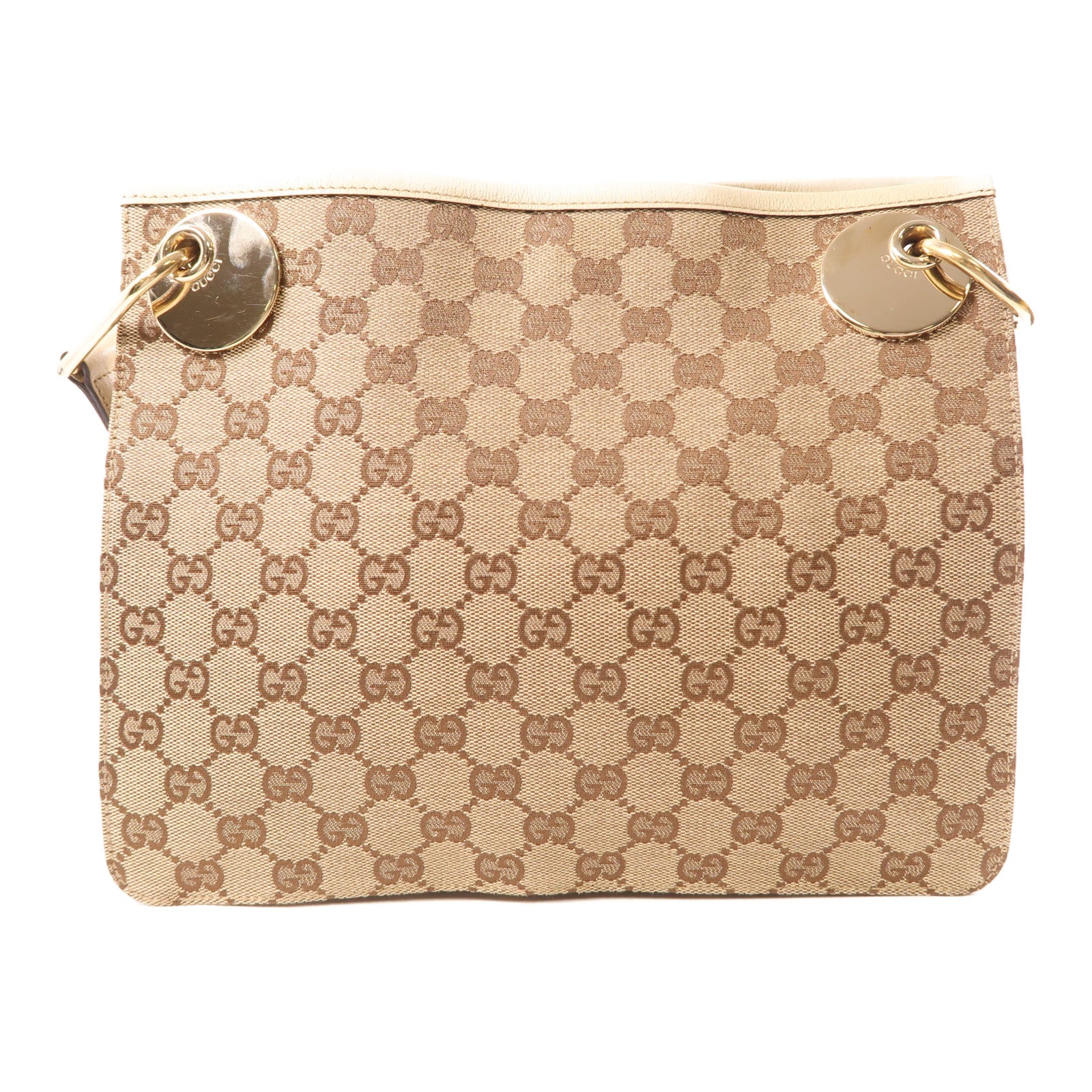 GUCCI 帆布/皮革Shoulder Bag金扣肩背袋