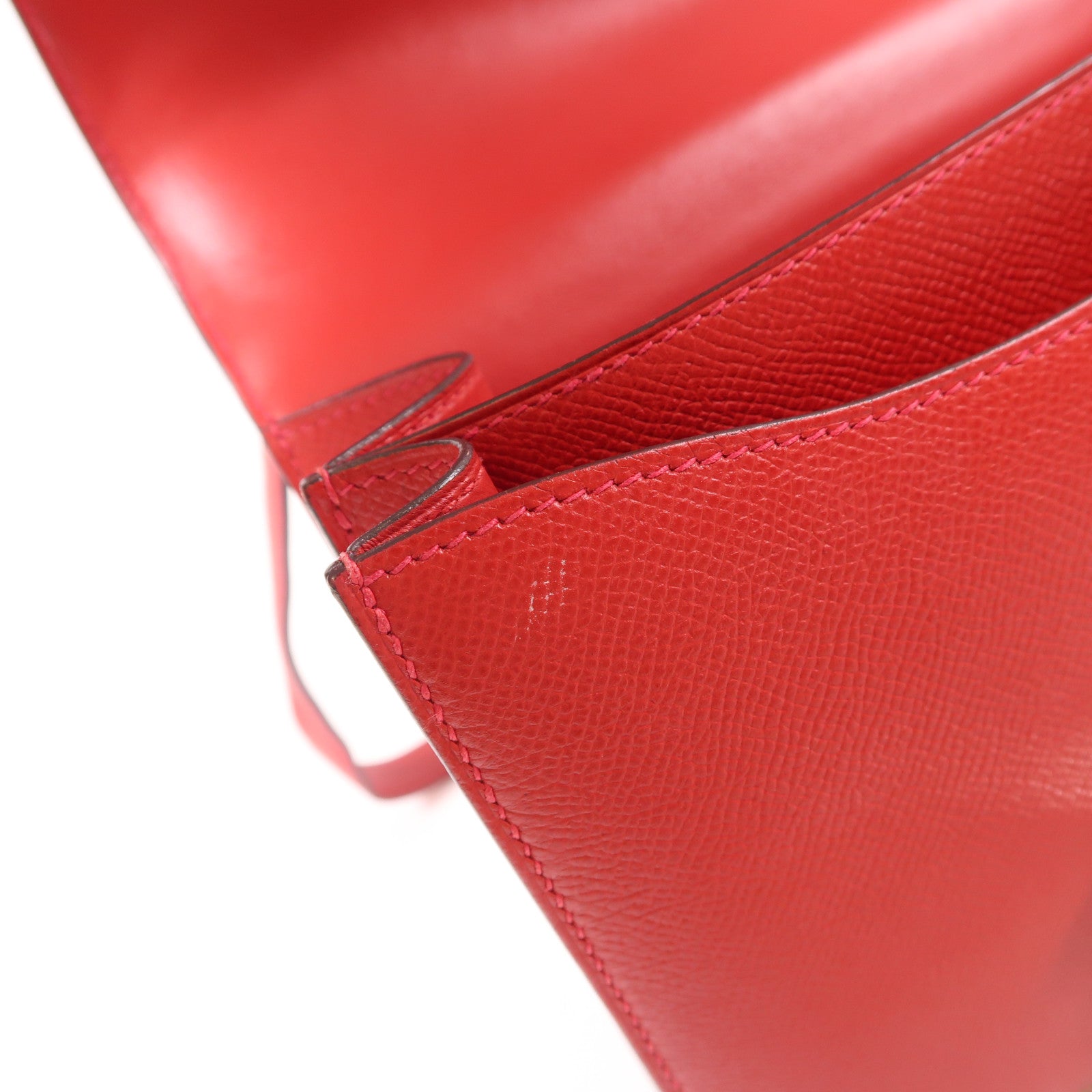 HERMES【激減優惠】 Epsom皮革Constance 24銀扣肩背袋Rouge Casaque