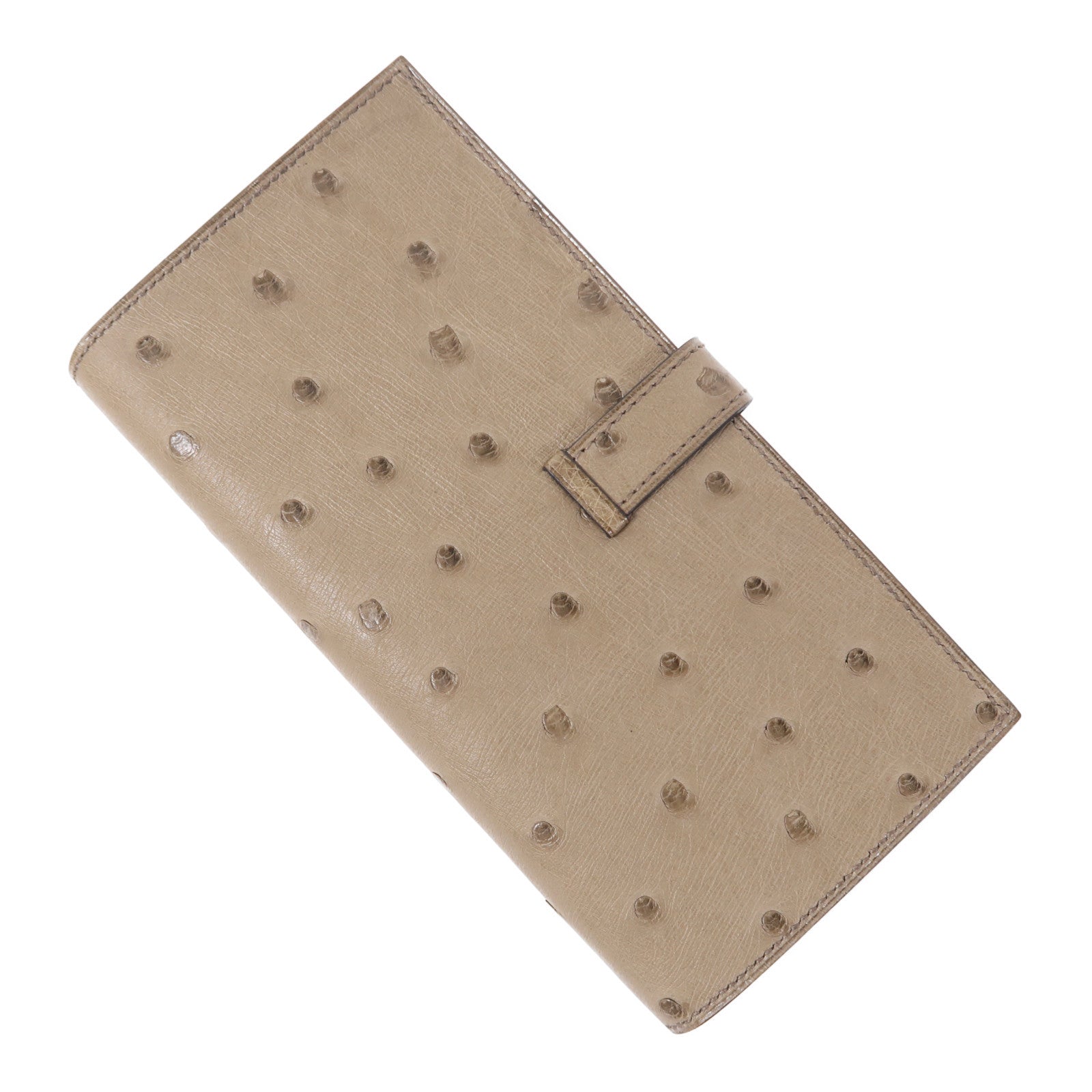 HERMES 鴕鳥皮革Bearn Long Wallet銀扣長錢包
