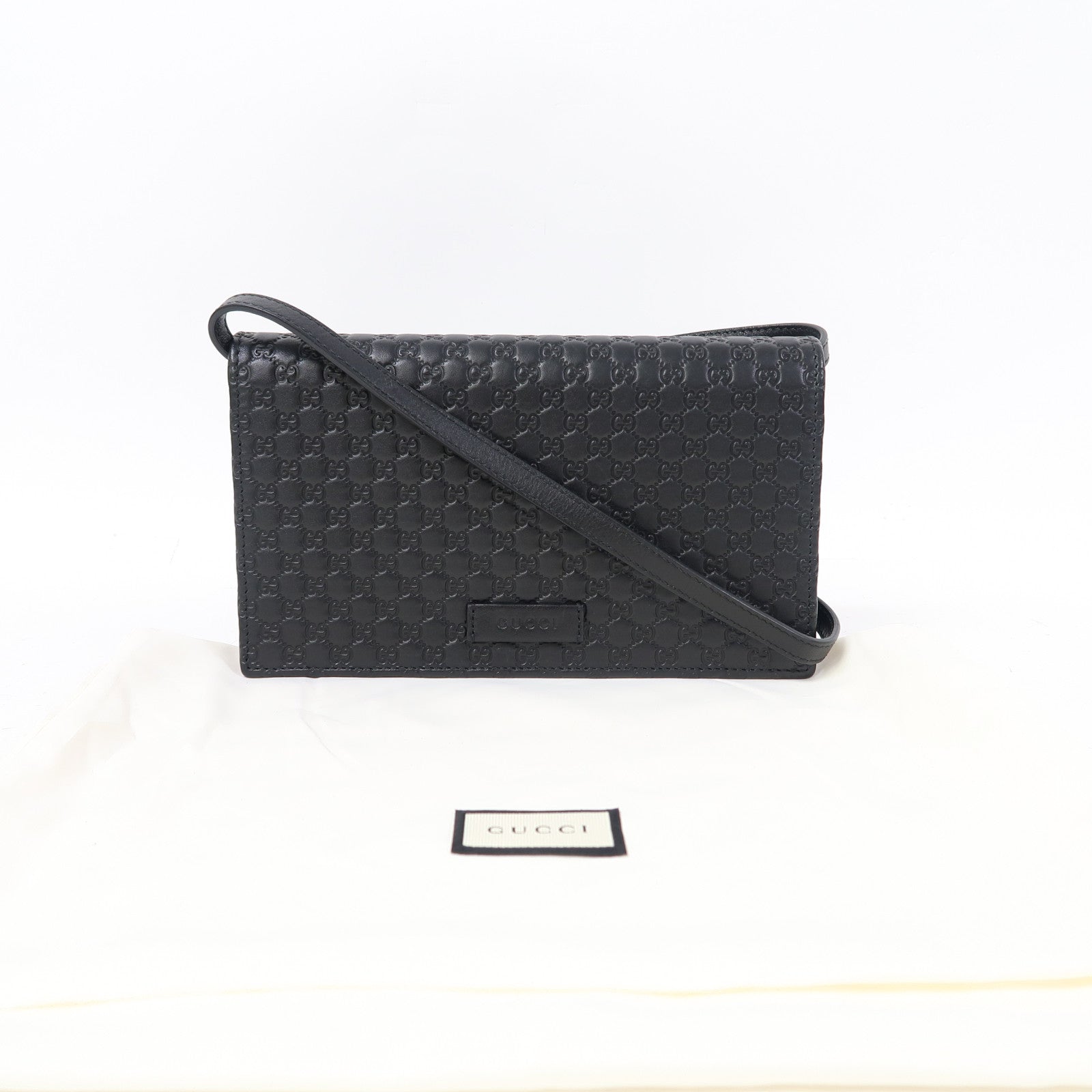 GUCCI 牛皮皮革Microguccissima金扣肩背袋黑色