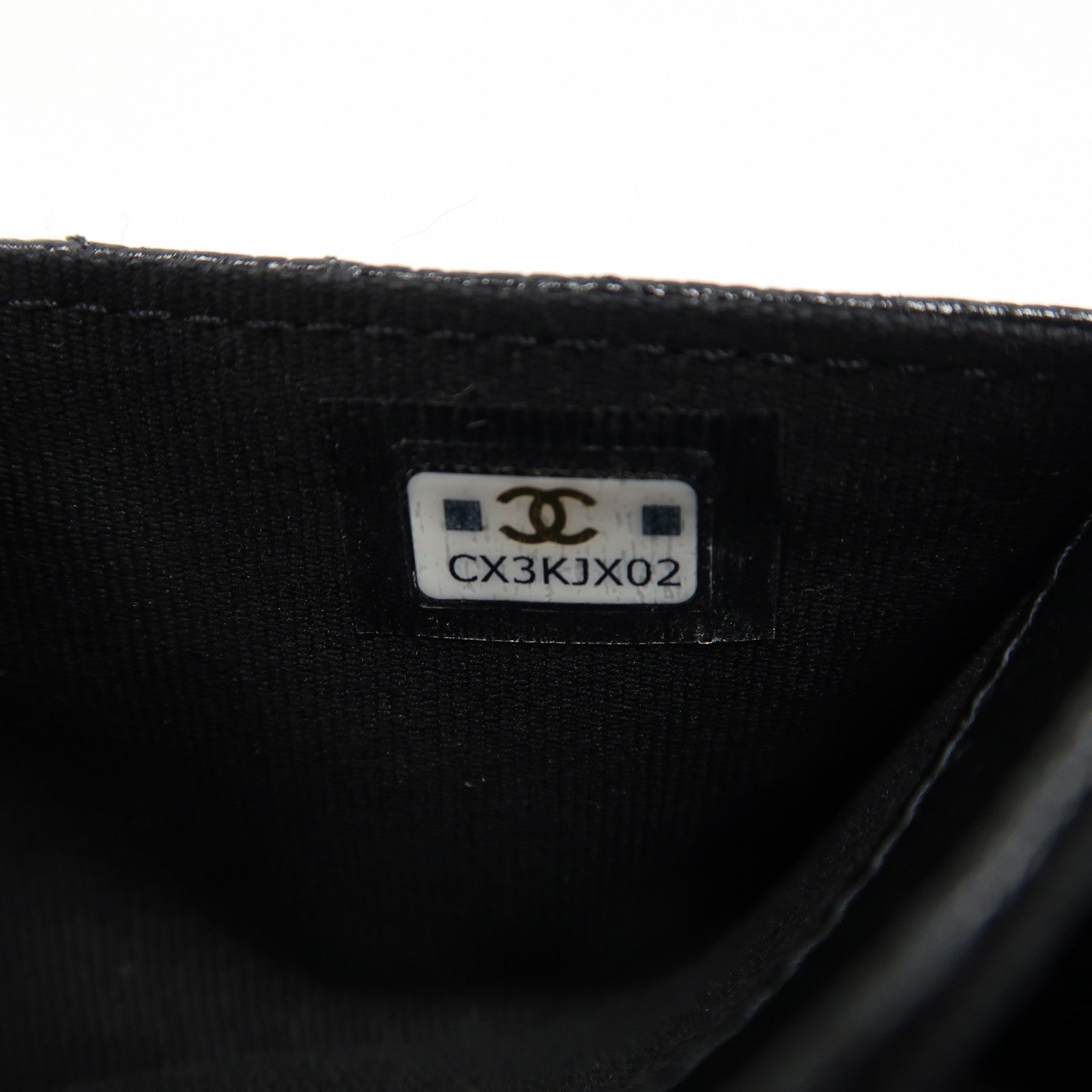 CHANEL 斜紋Caviar皮革Boy Card Case金扣卡片套黑色