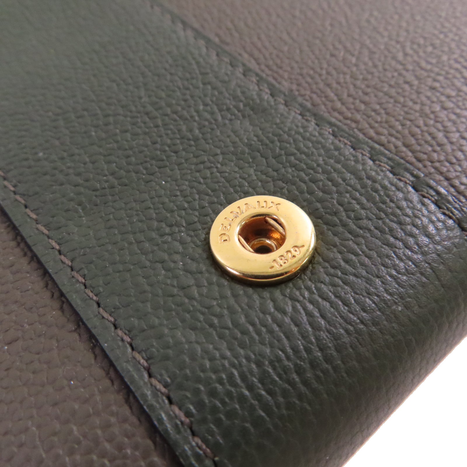 Delvaux 牛皮皮革Delvaux Brillant Wallet on Chain Shoulder Bag金扣鏈帶肩背袋深綠色