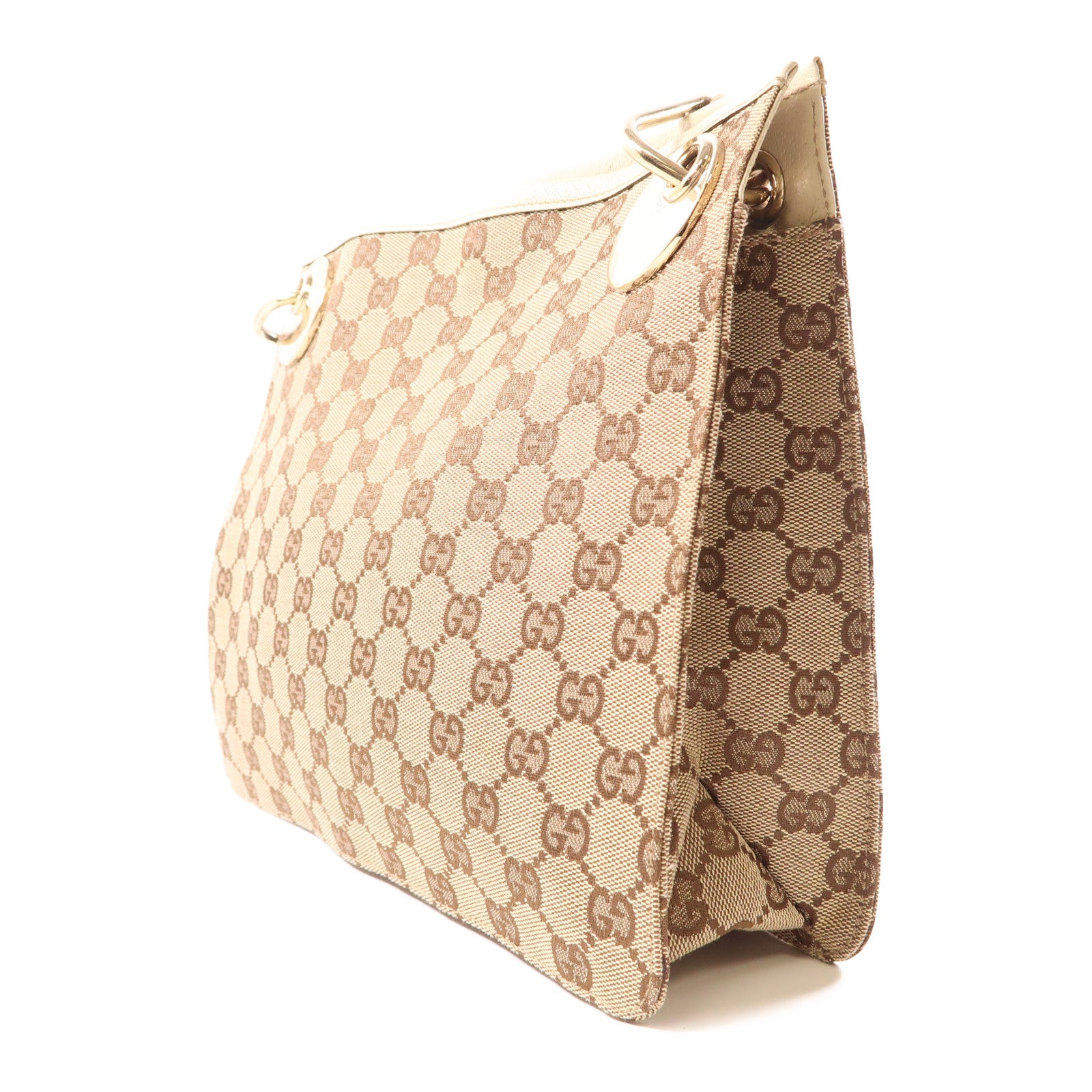 GUCCI 帆布/皮革Shoulder Bag金扣肩背袋