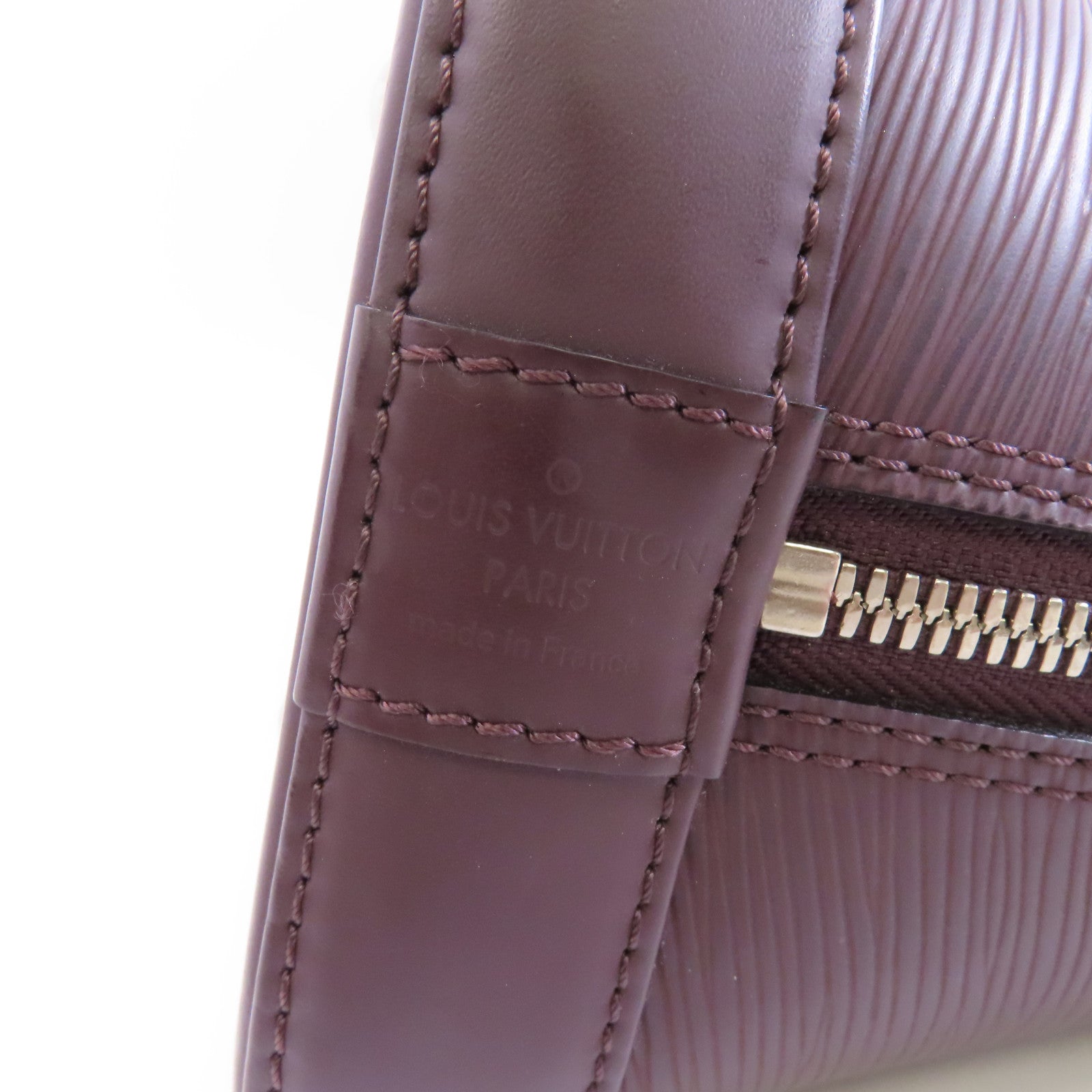 LOUIS VUITTON Epi Alma PM銀扣手挽袋紫色