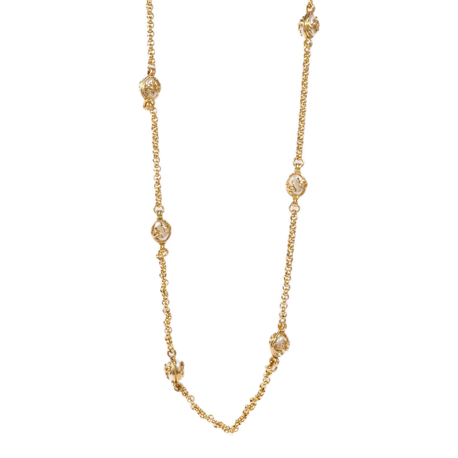 CHANEL CC Necklace Metal Gold